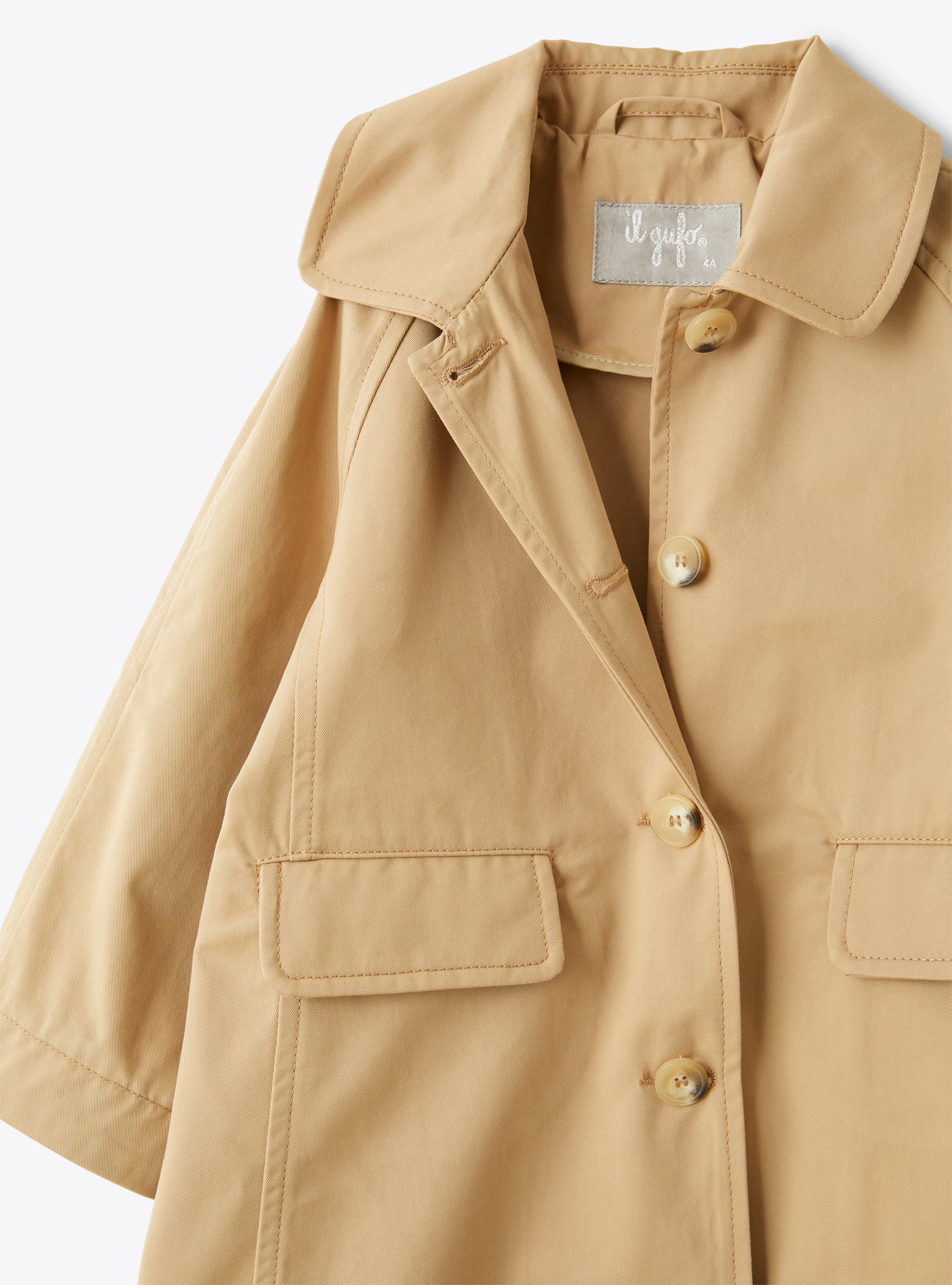 Trench coat in beige gabardine - Beige | Il Gufo