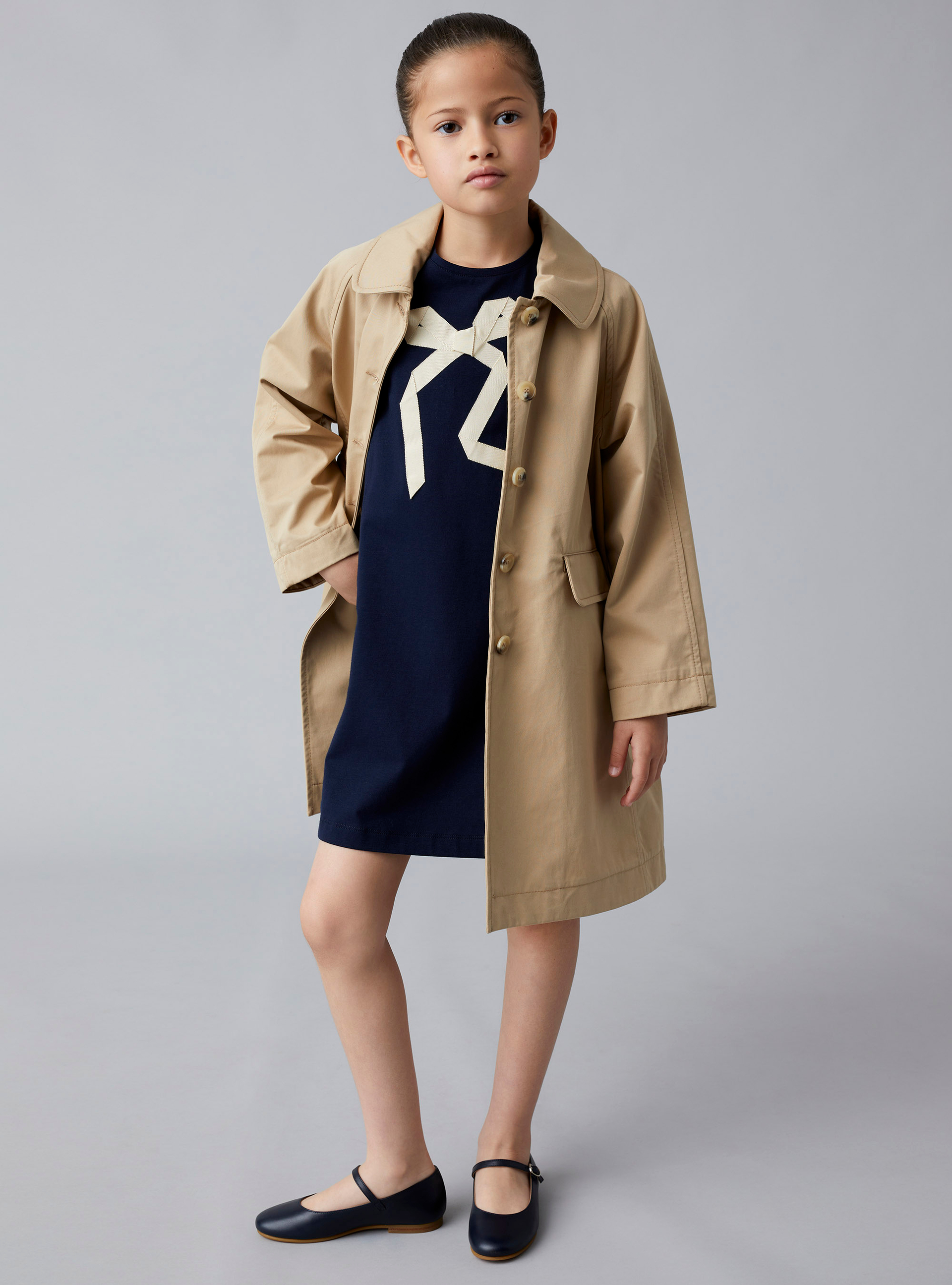 Trench coat in beige gabardine - Beige | Il Gufo