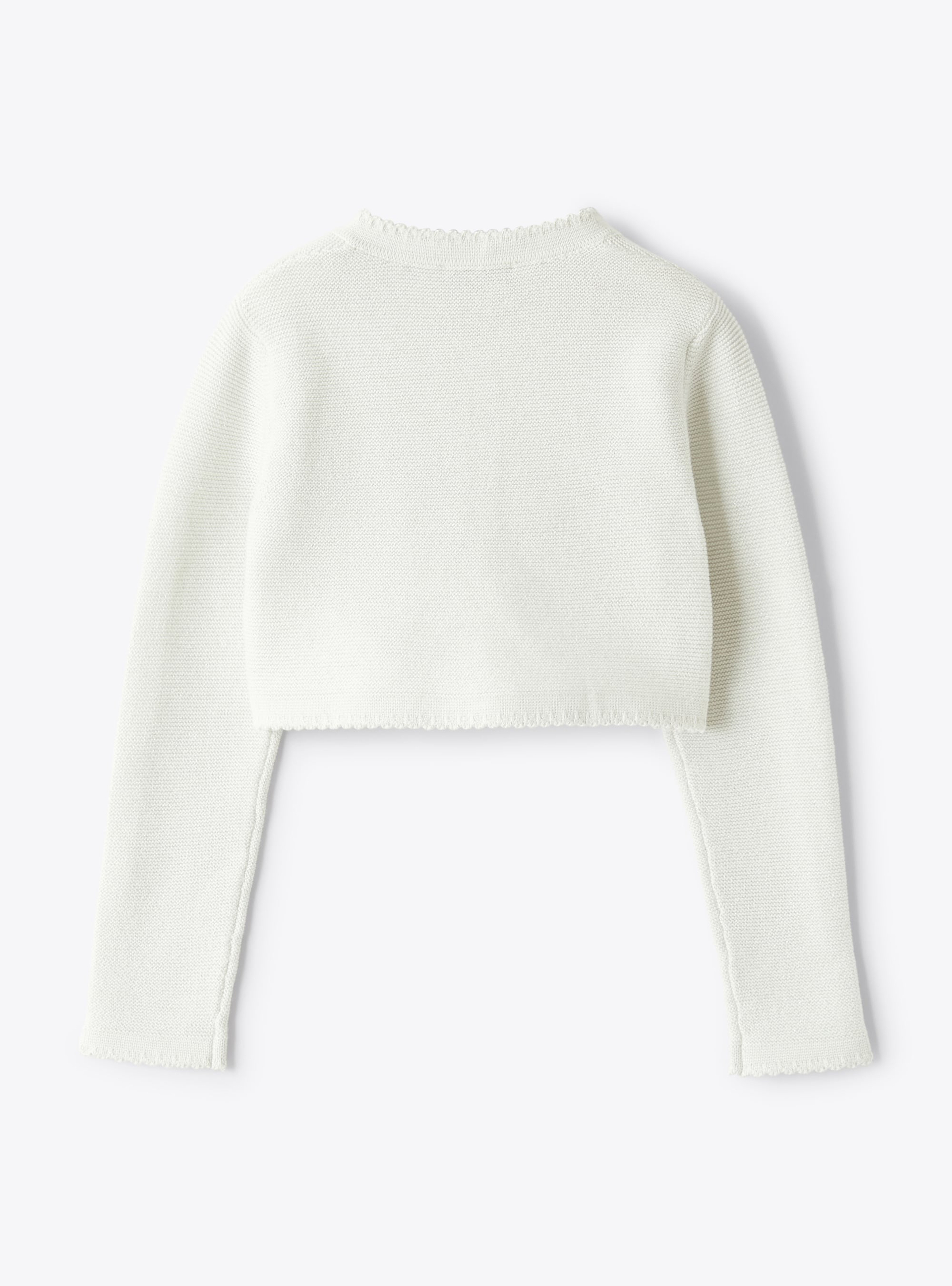 Tricot-knit cardigan in organic white cotton with lurex - White | Il Gufo