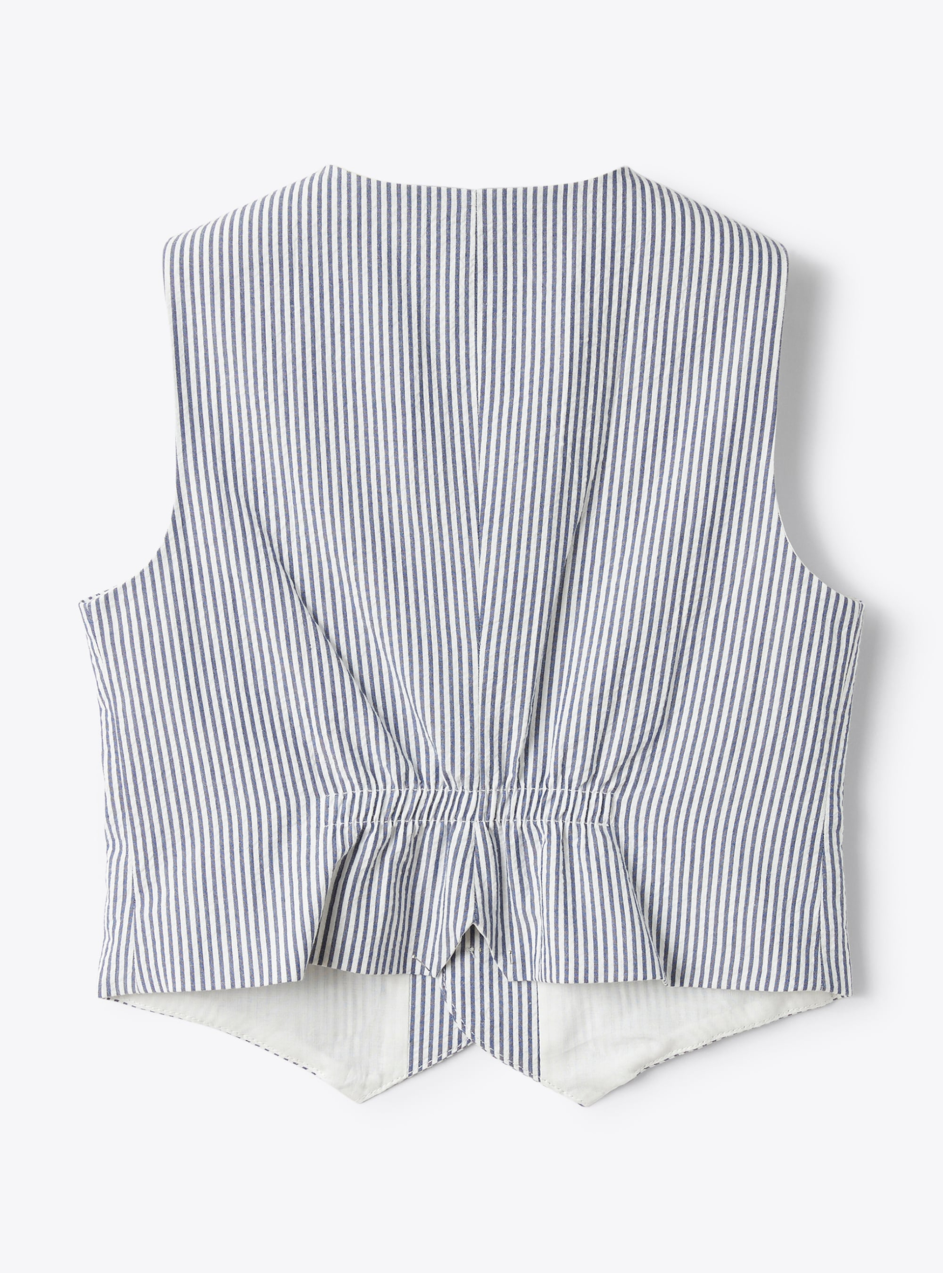 Gilet en seersucker à rayures bleues et blanches - Bleu | Il Gufo