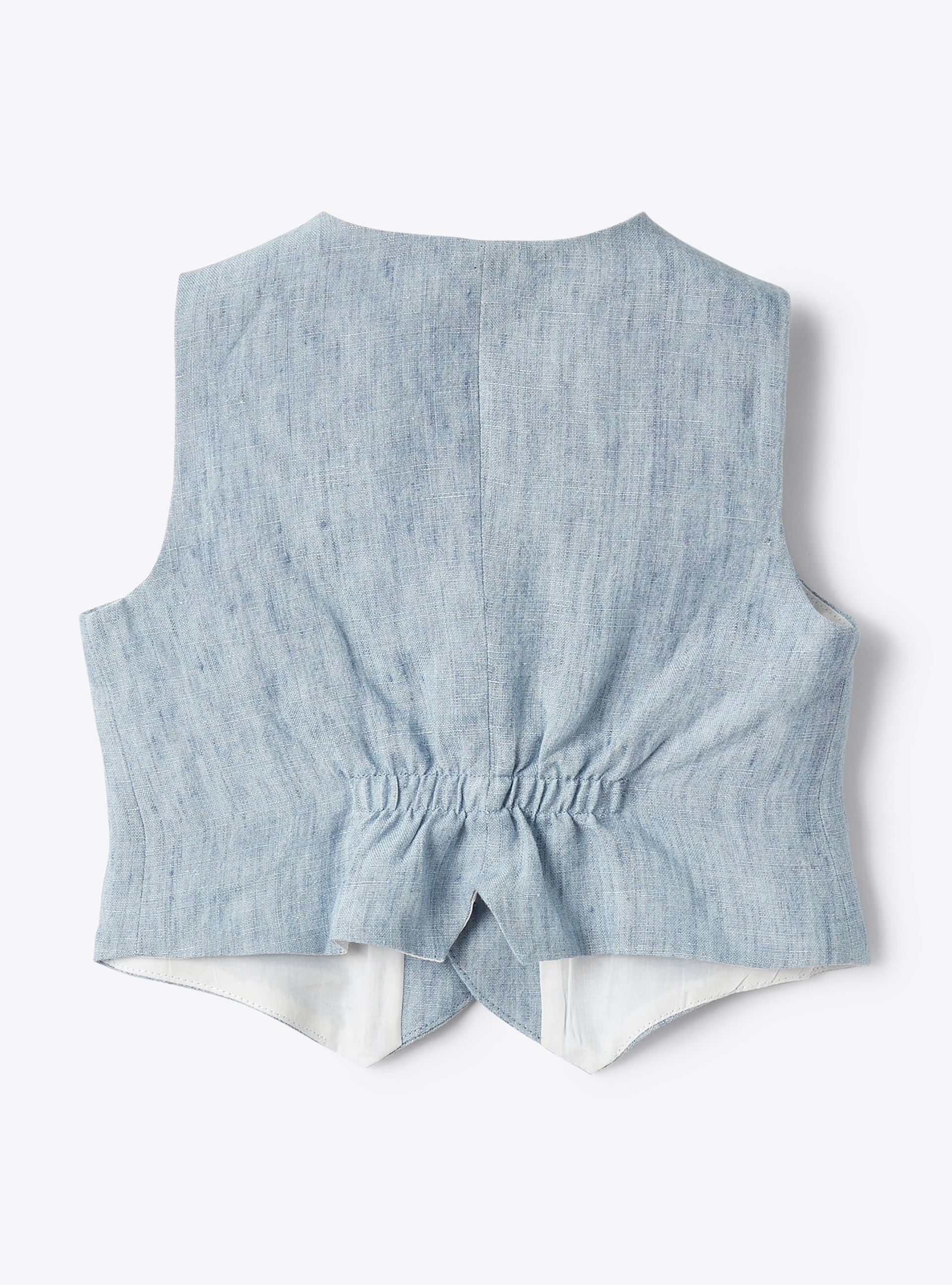 Waistcoat in sky-blue mélange linen - Light blue | Il Gufo