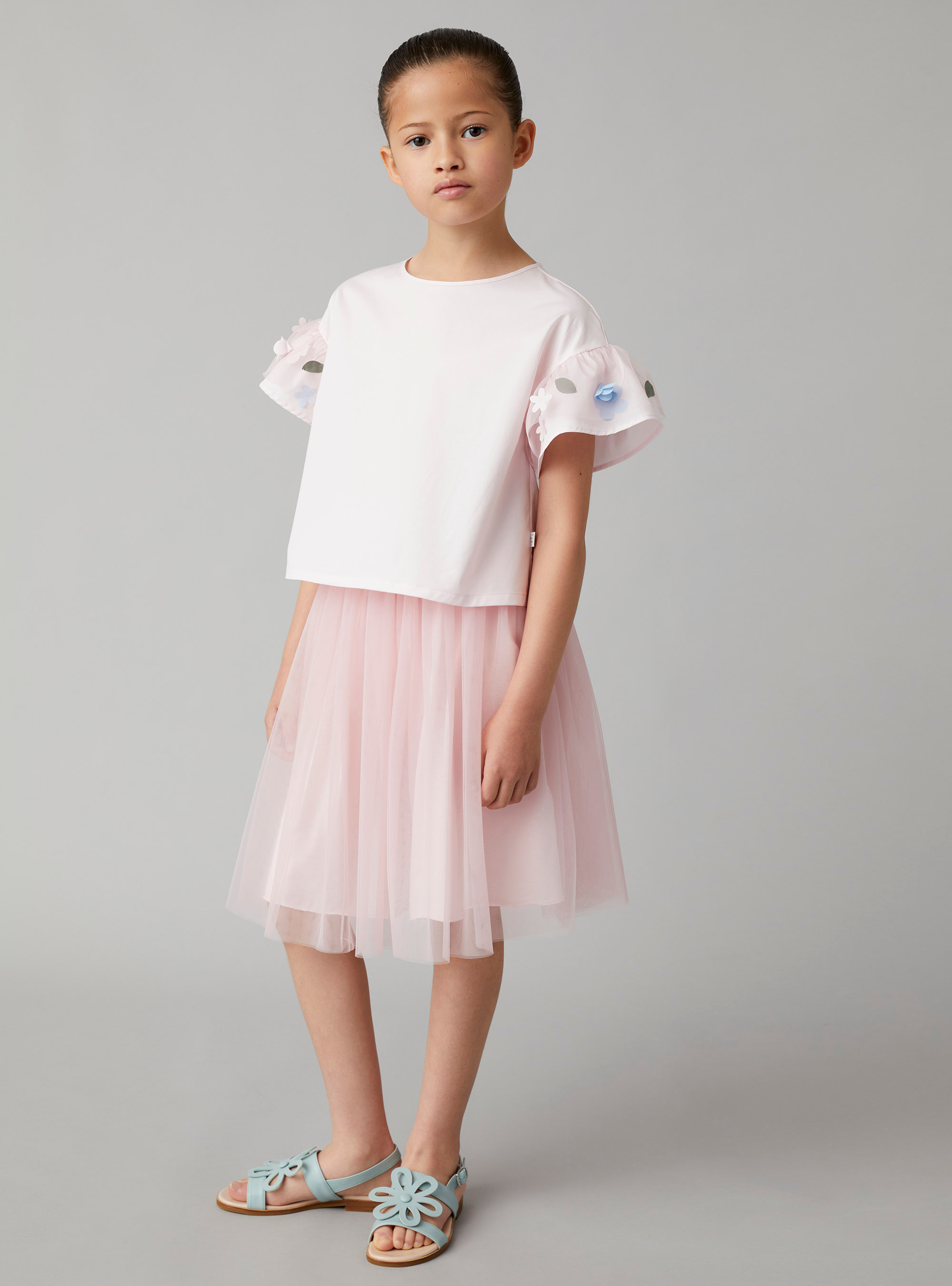 Skirt in antique-rose tulle - Pink | Il Gufo