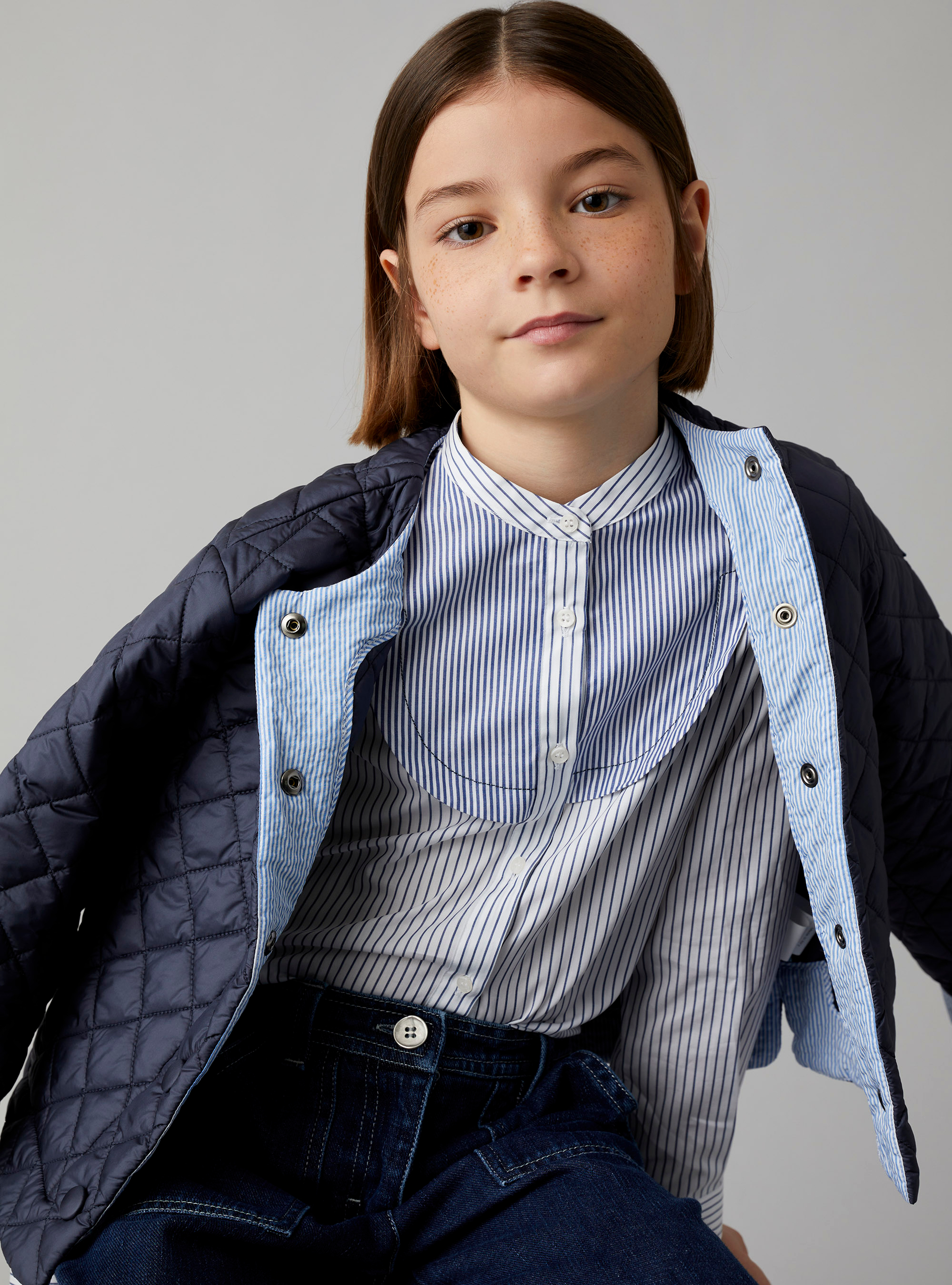 Quilted jacket in navy-blue downproof nylon - Blue | Il Gufo
