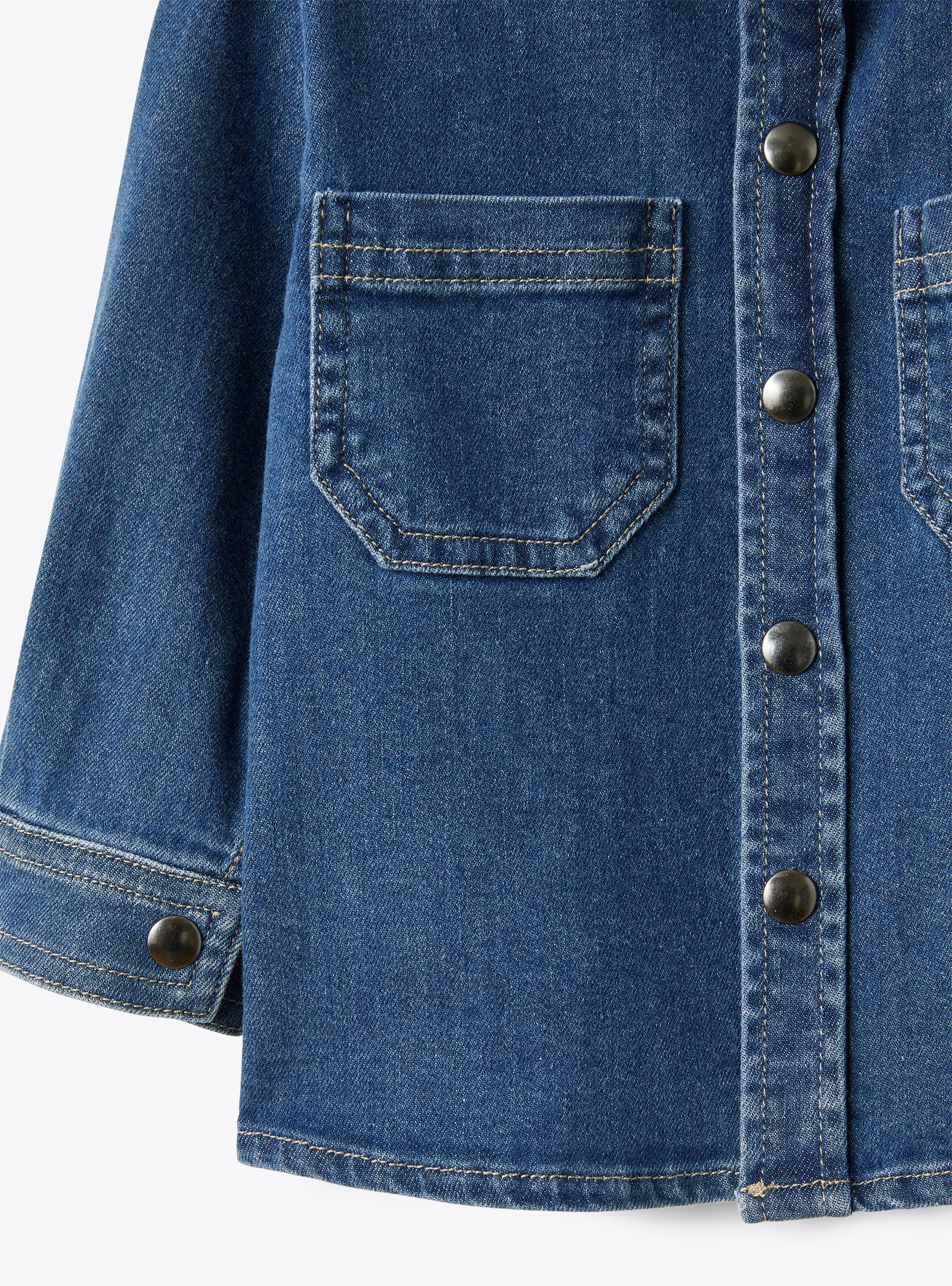 Shirt jacket in stretch denim - Blue | Il Gufo