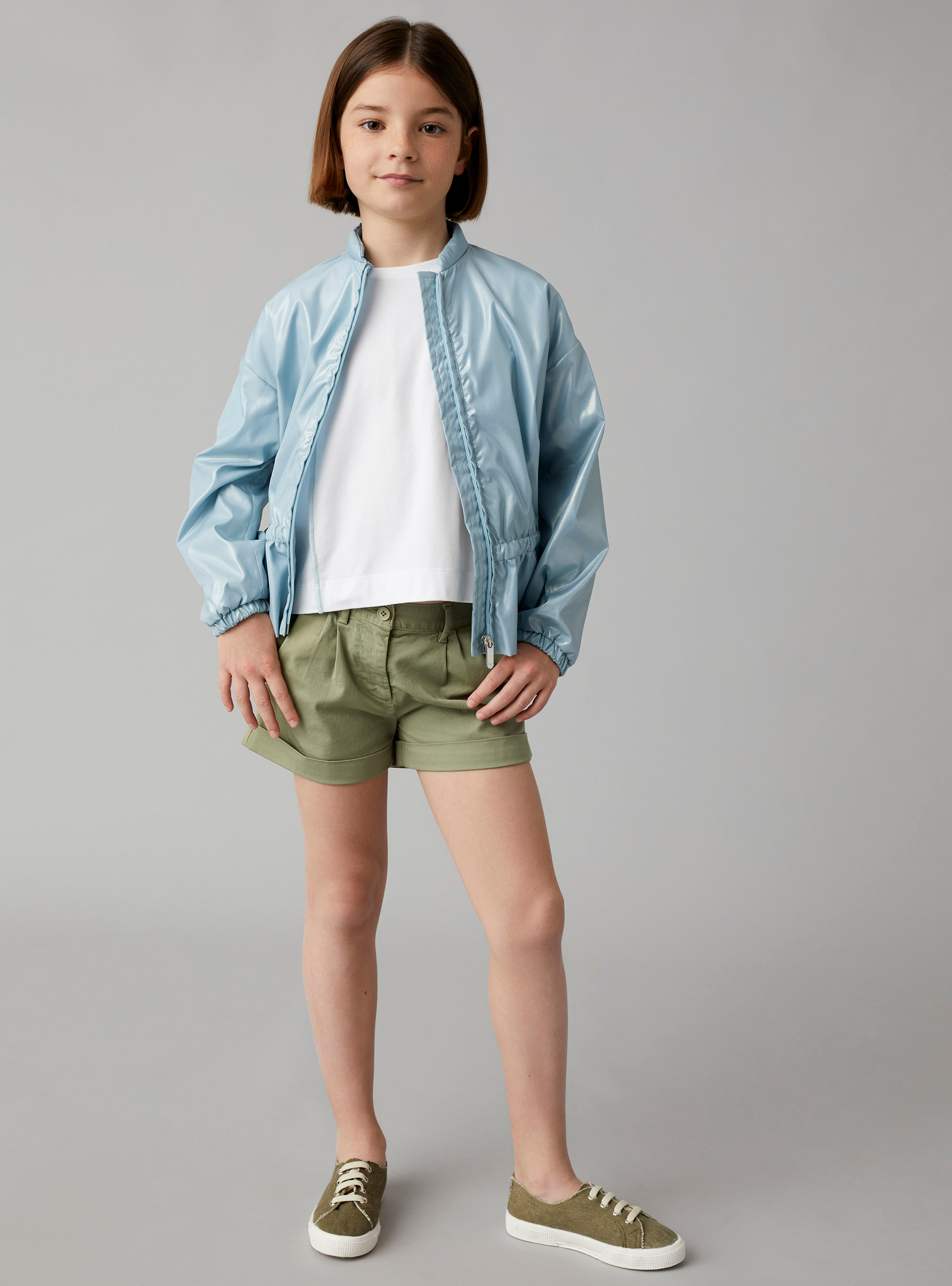 Jacket in laminated nylon - Light blue | Il Gufo