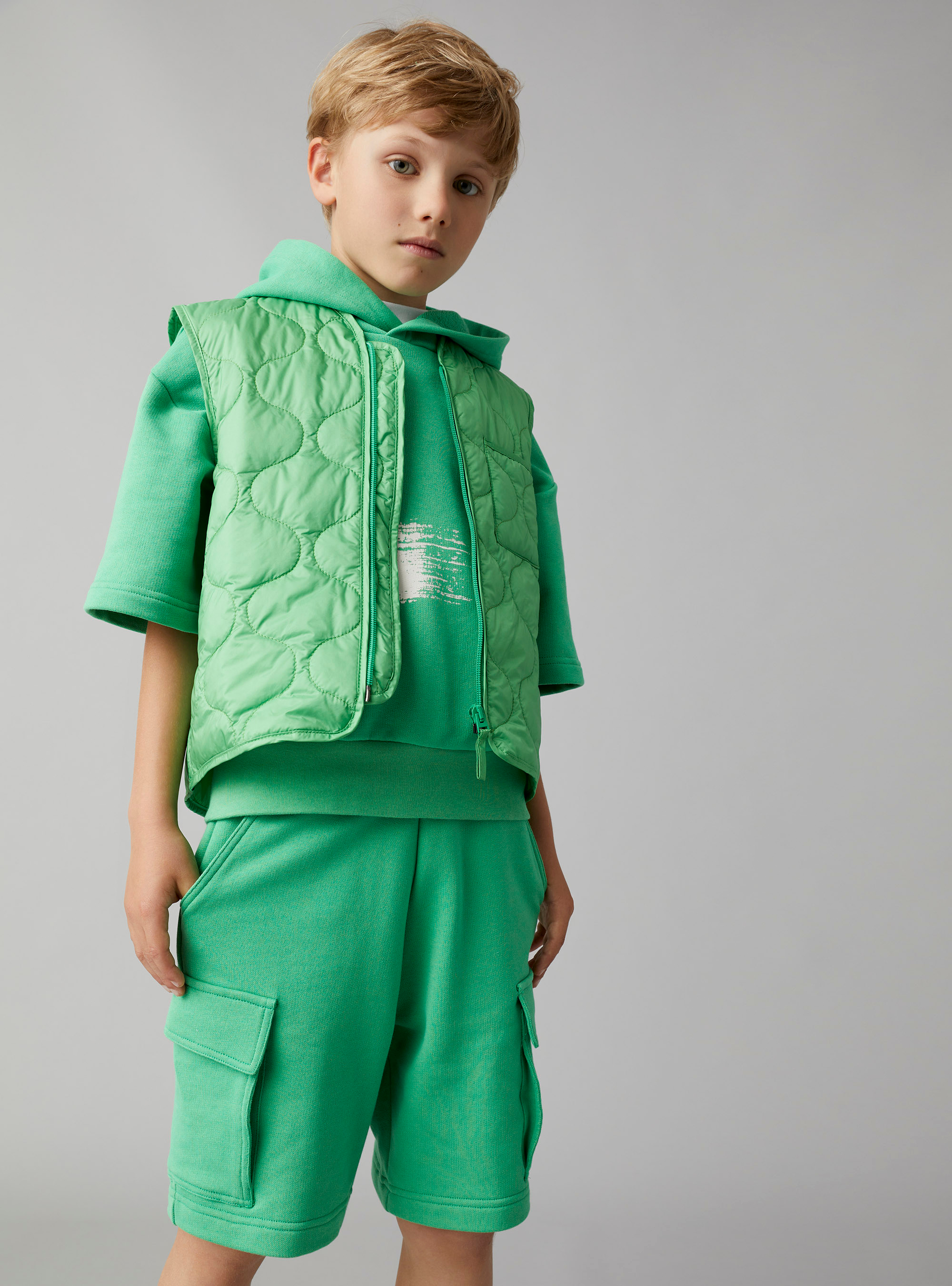 Waistcoat in quilted downproof nylon - Green | Il Gufo
