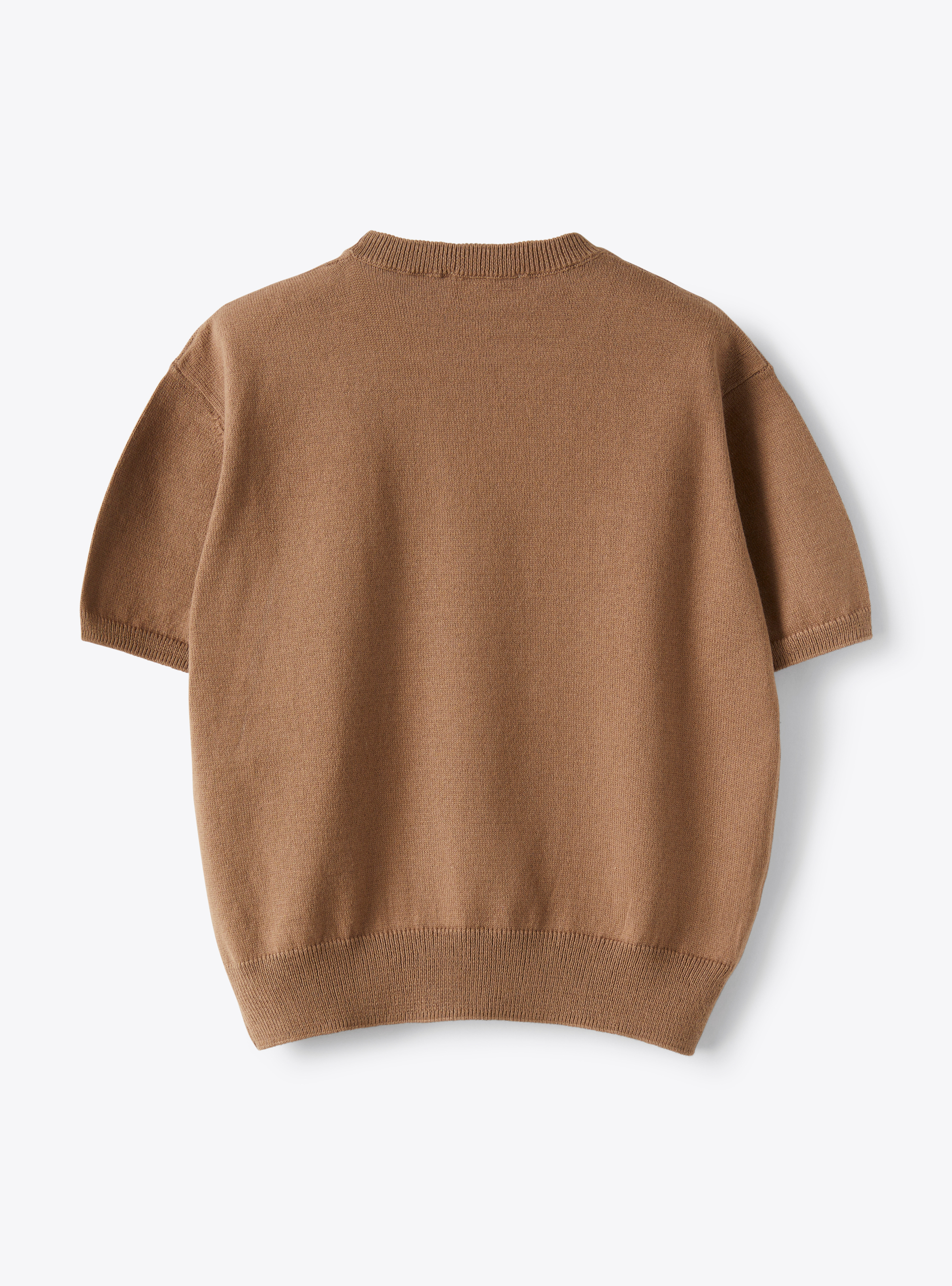 Pull mixte à manches courtes en coton biologique  - Marrone | Il Gufo