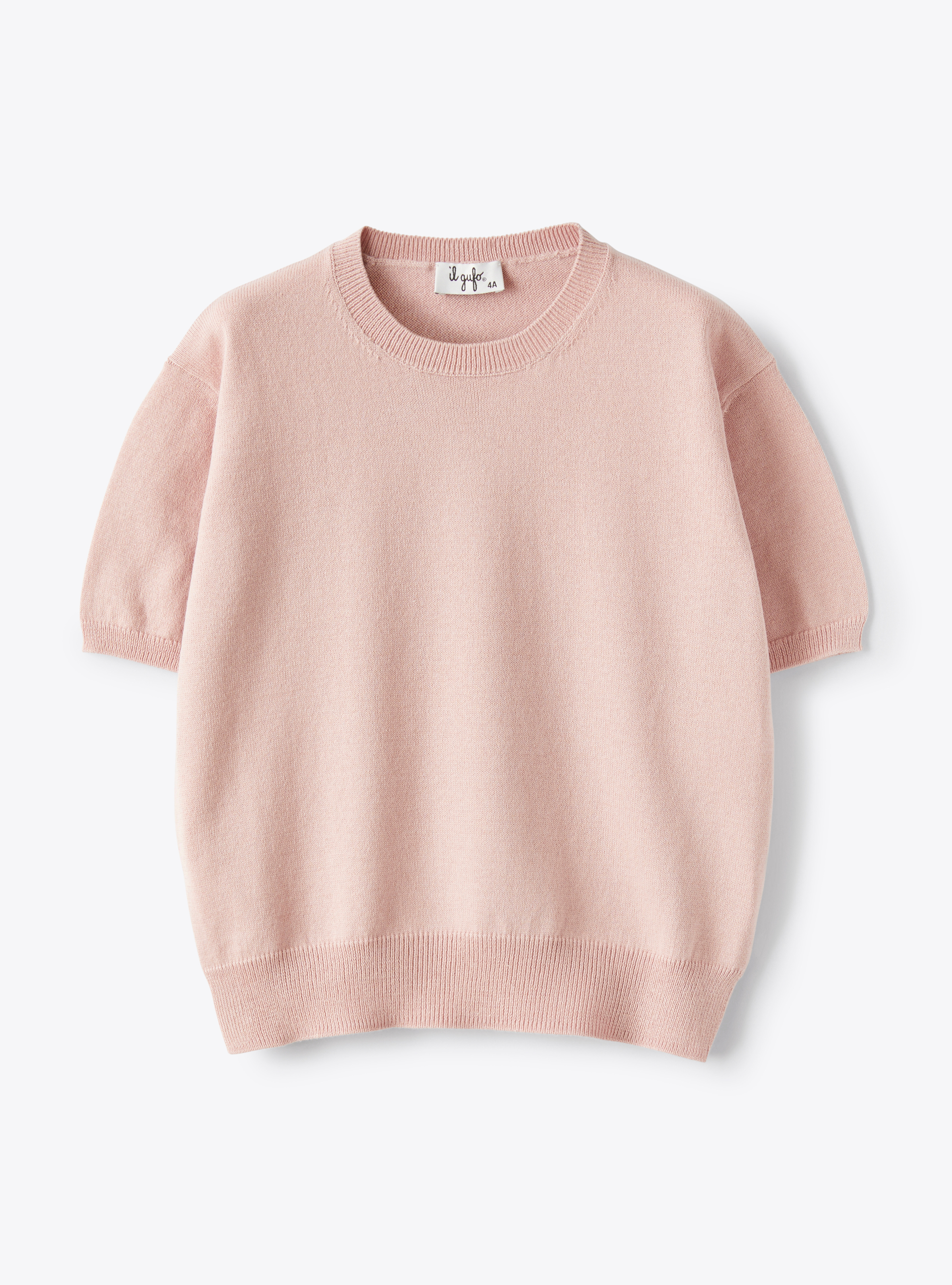 Pull mixte à manches courtes en coton biologique rose poivre - Pulls - Il Gufo