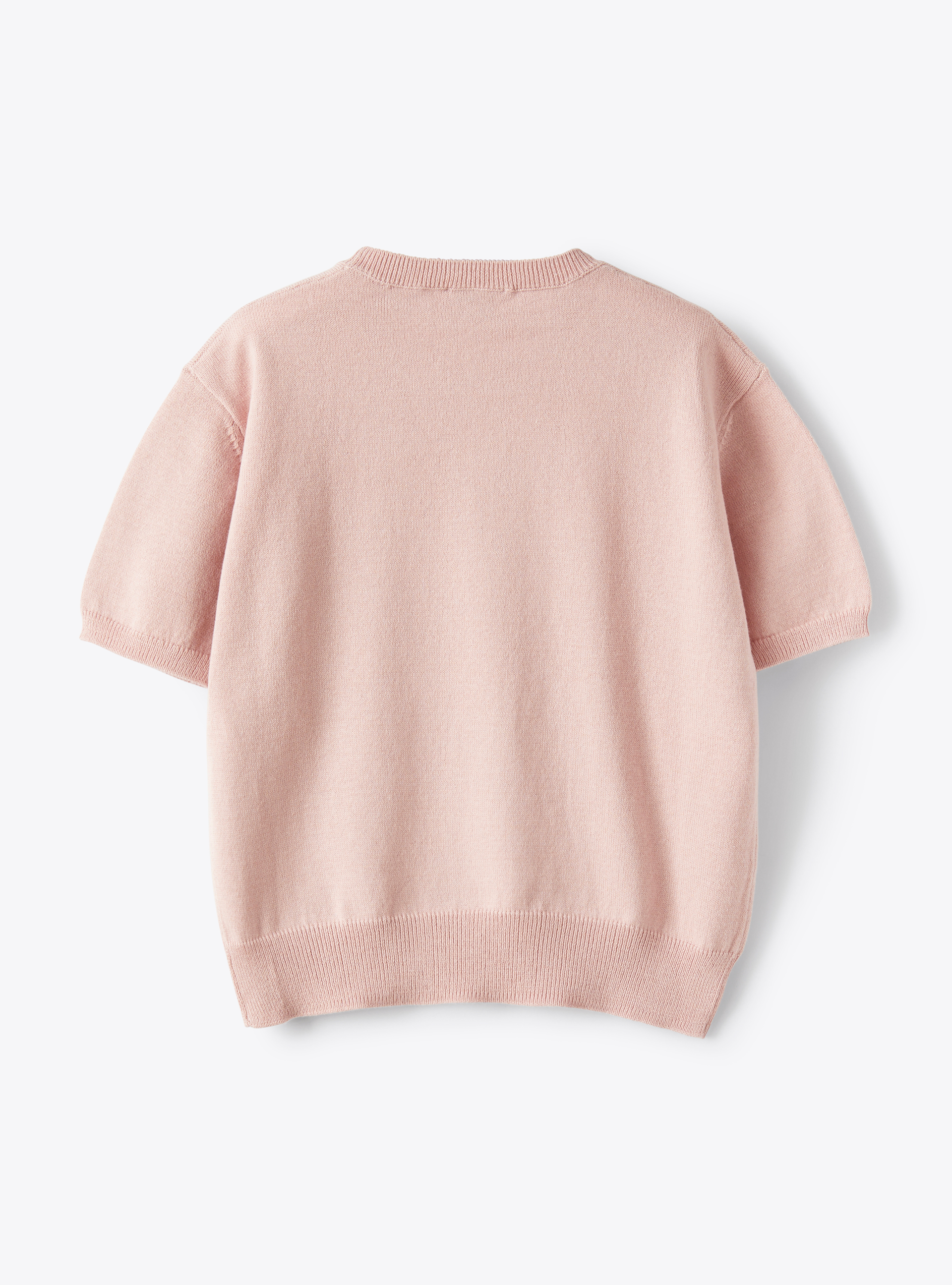 Short-sleeve unisex sweater in pepper-pink organic cotton - Pink | Il Gufo