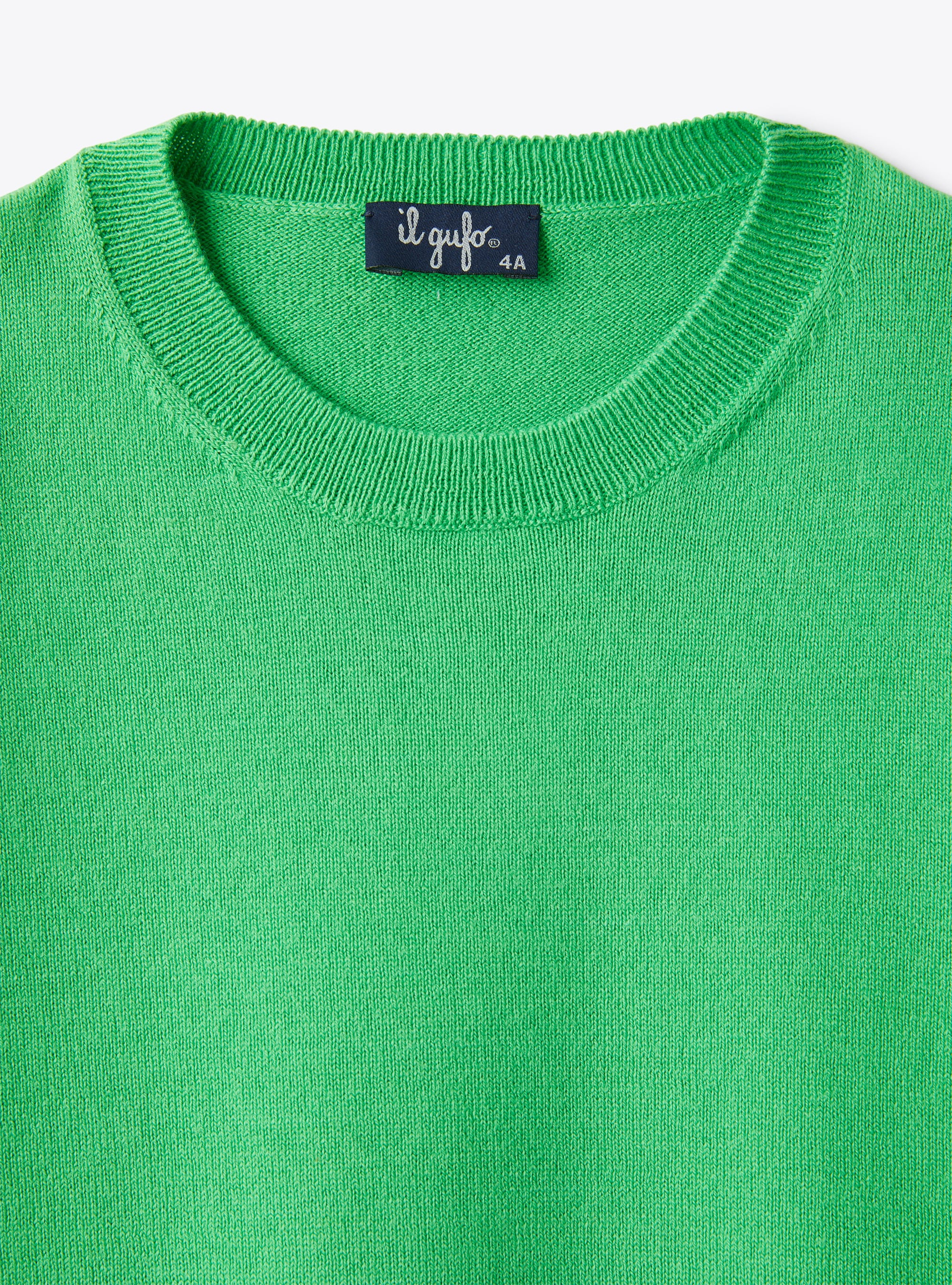 Short-sleeve unisex sweater in organic lime-green cotton - Green | Il Gufo