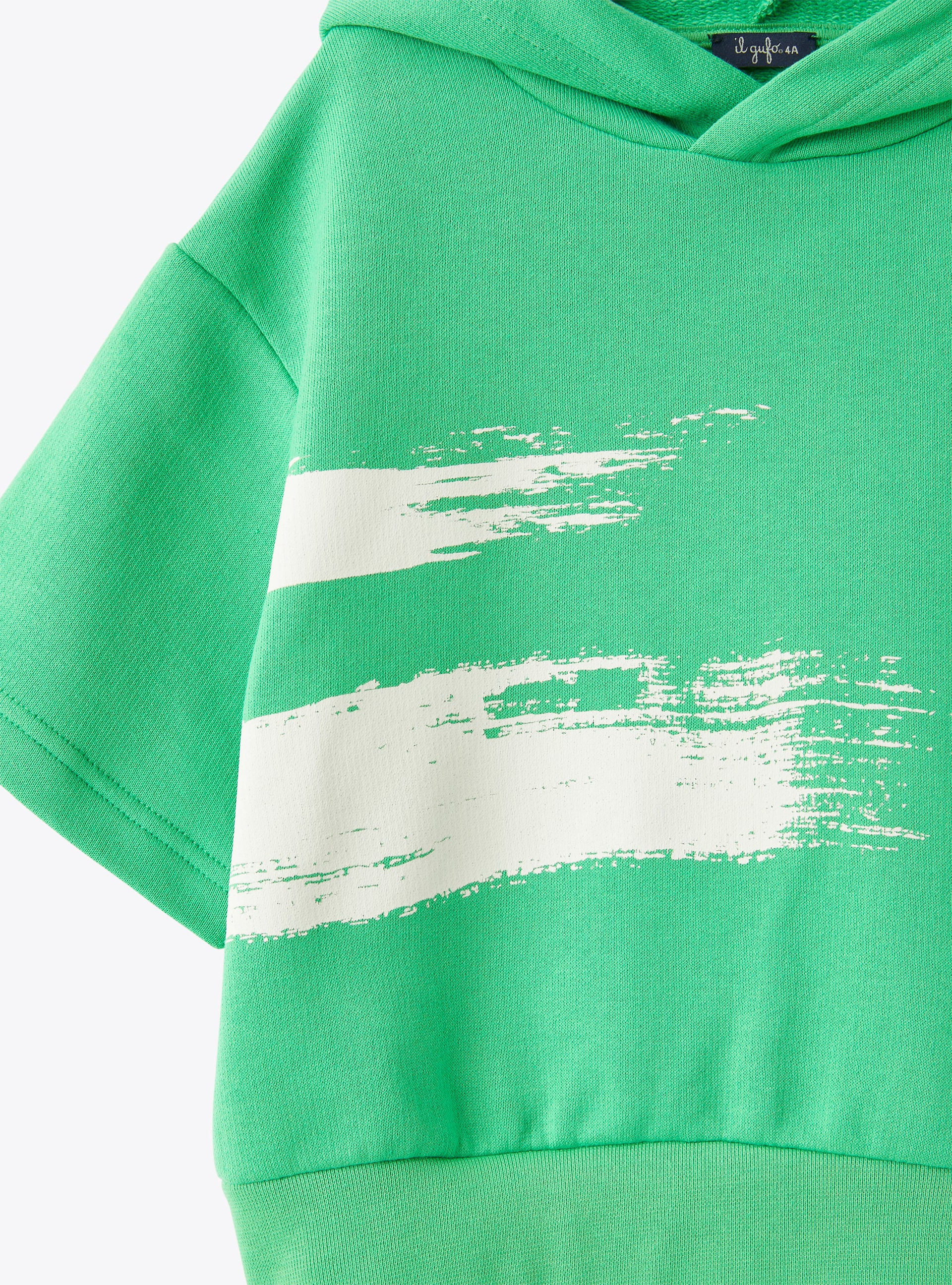 Sweat-shirt à capuche et manches courtes  - Blanc | Il Gufo