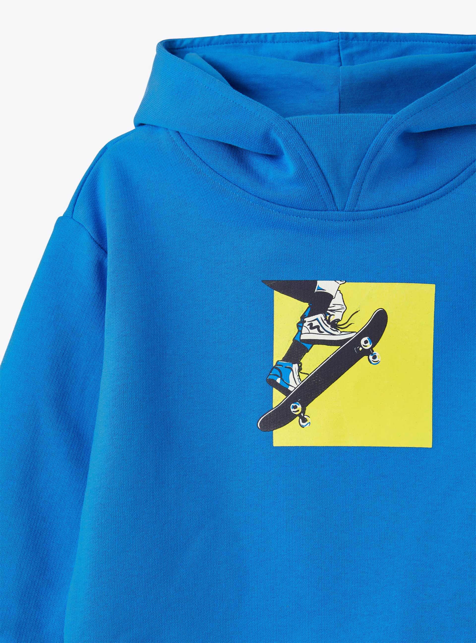Hooded sweatshirt with skater print design - Blue | Il Gufo