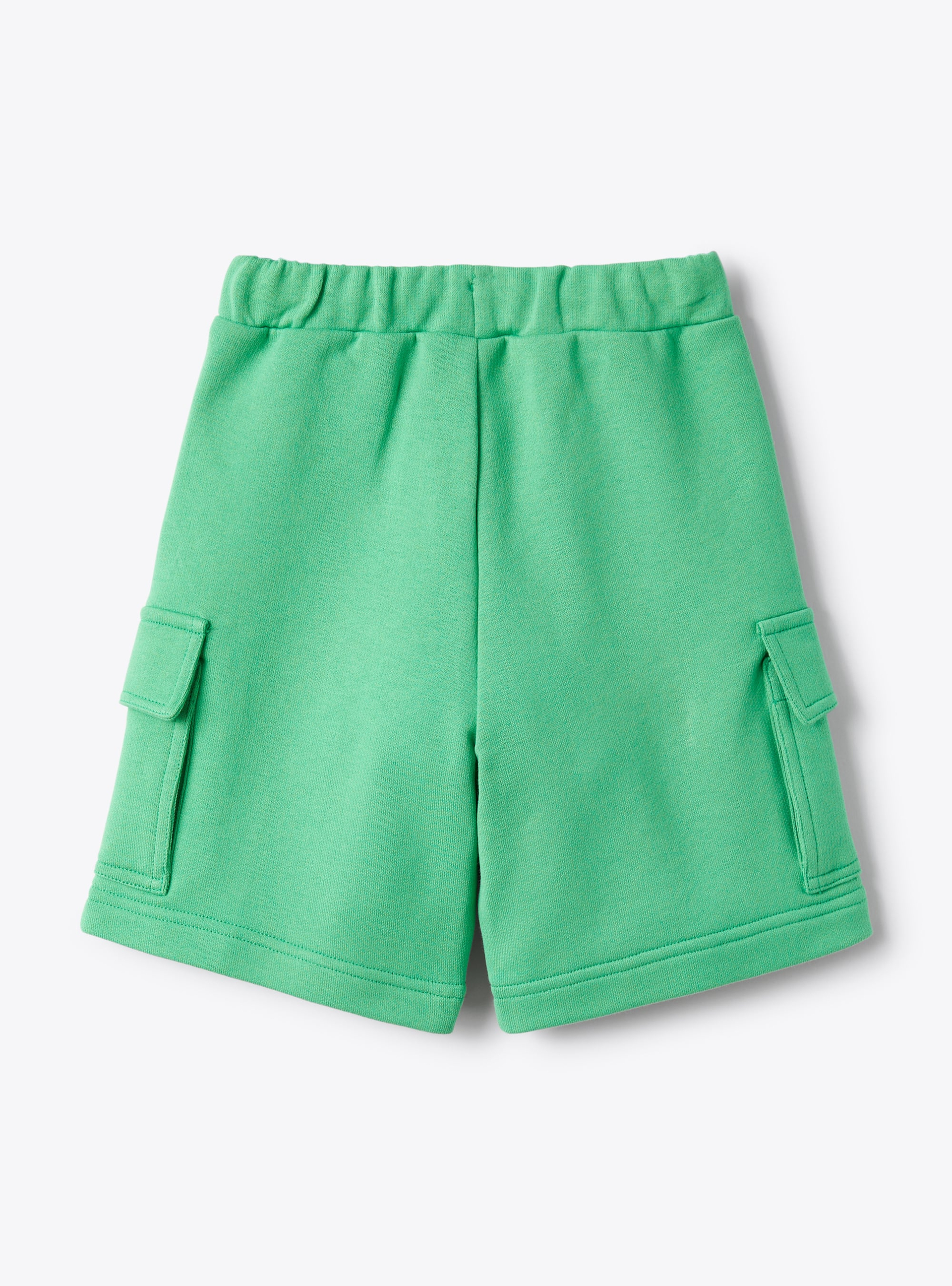 Cargo-style bermuda shorts in lime-green fleece - Green | Il Gufo