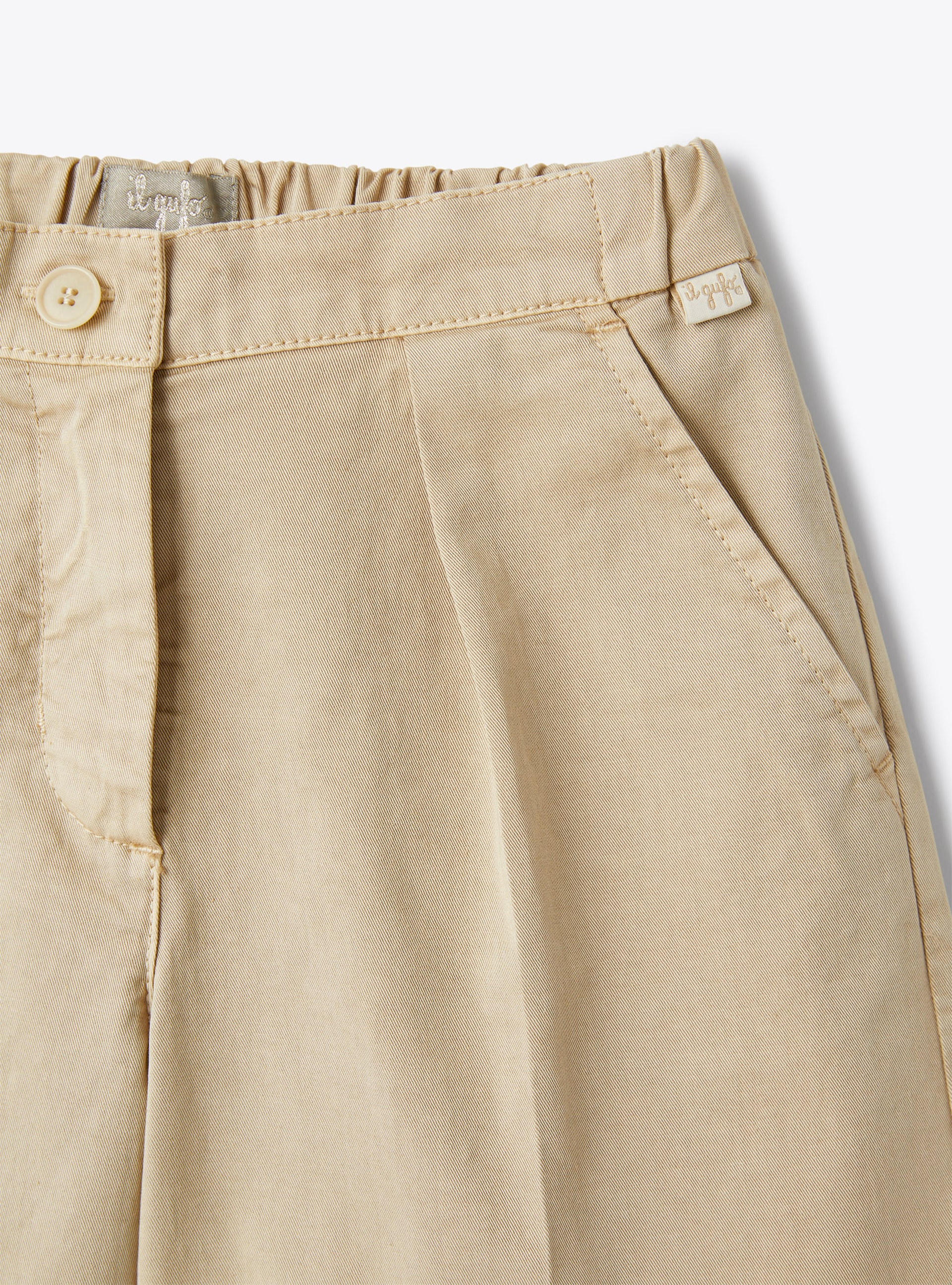 Bermuda shorts in oatmeal-coloured stretch gabardine - Brown | Il Gufo