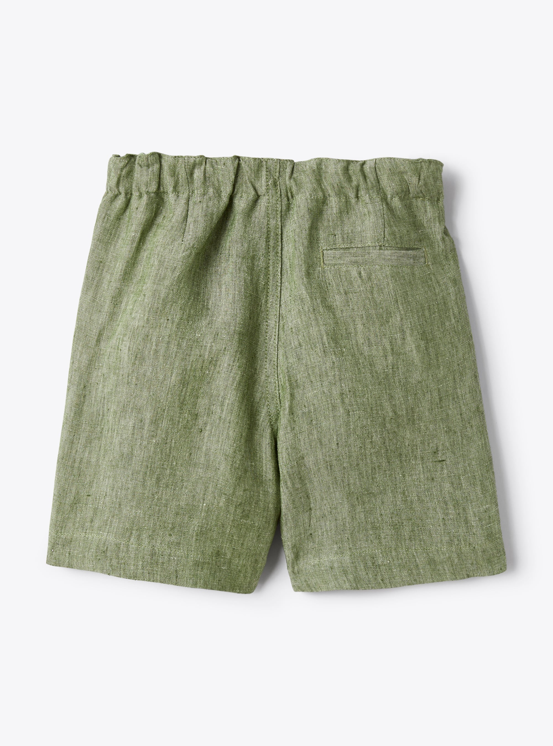 Bermuda shorts in sage-green-mélange linen - Green | Il Gufo