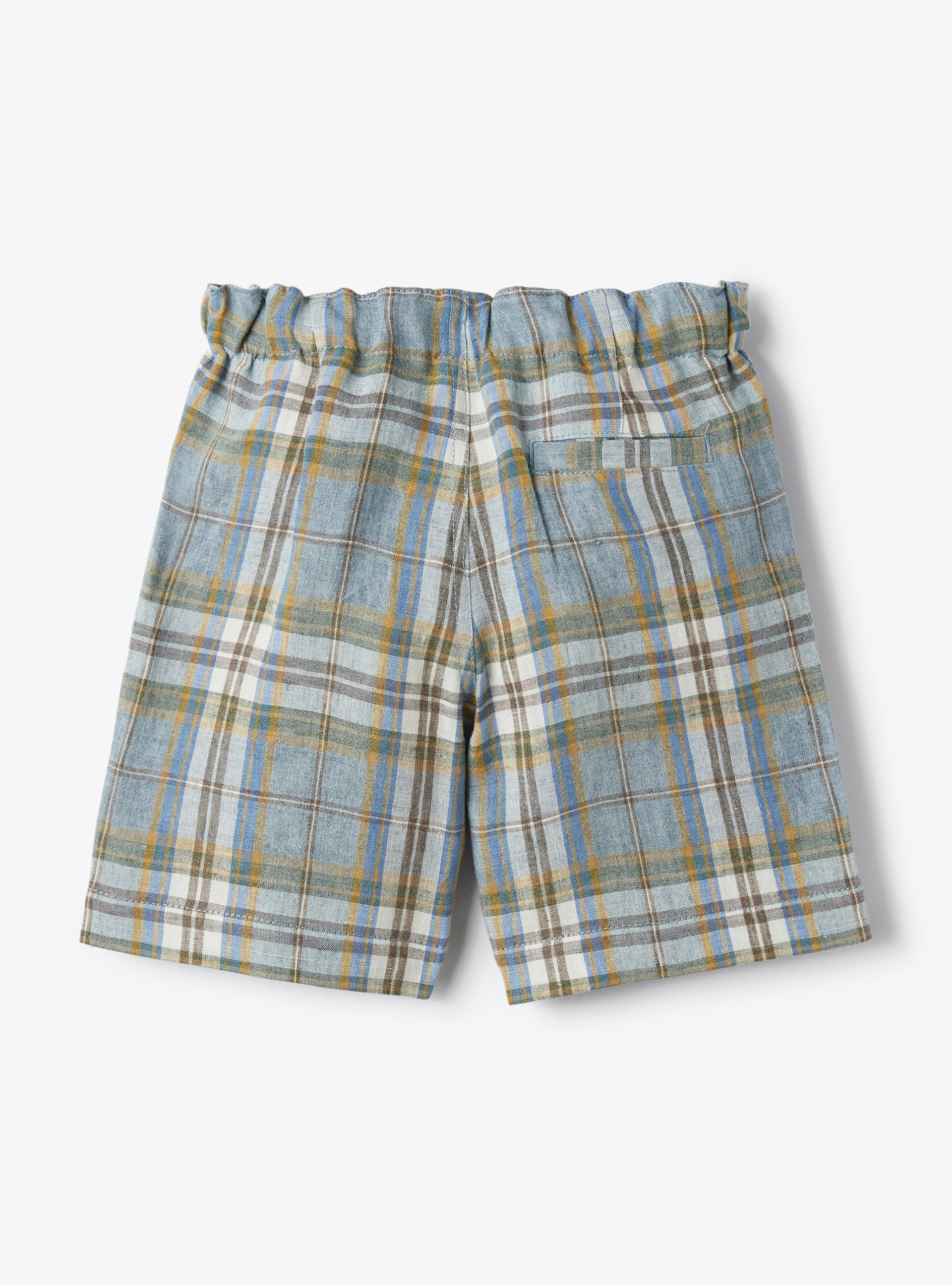 Bermuda en lin chiné imprimé madras - Beige | Il Gufo