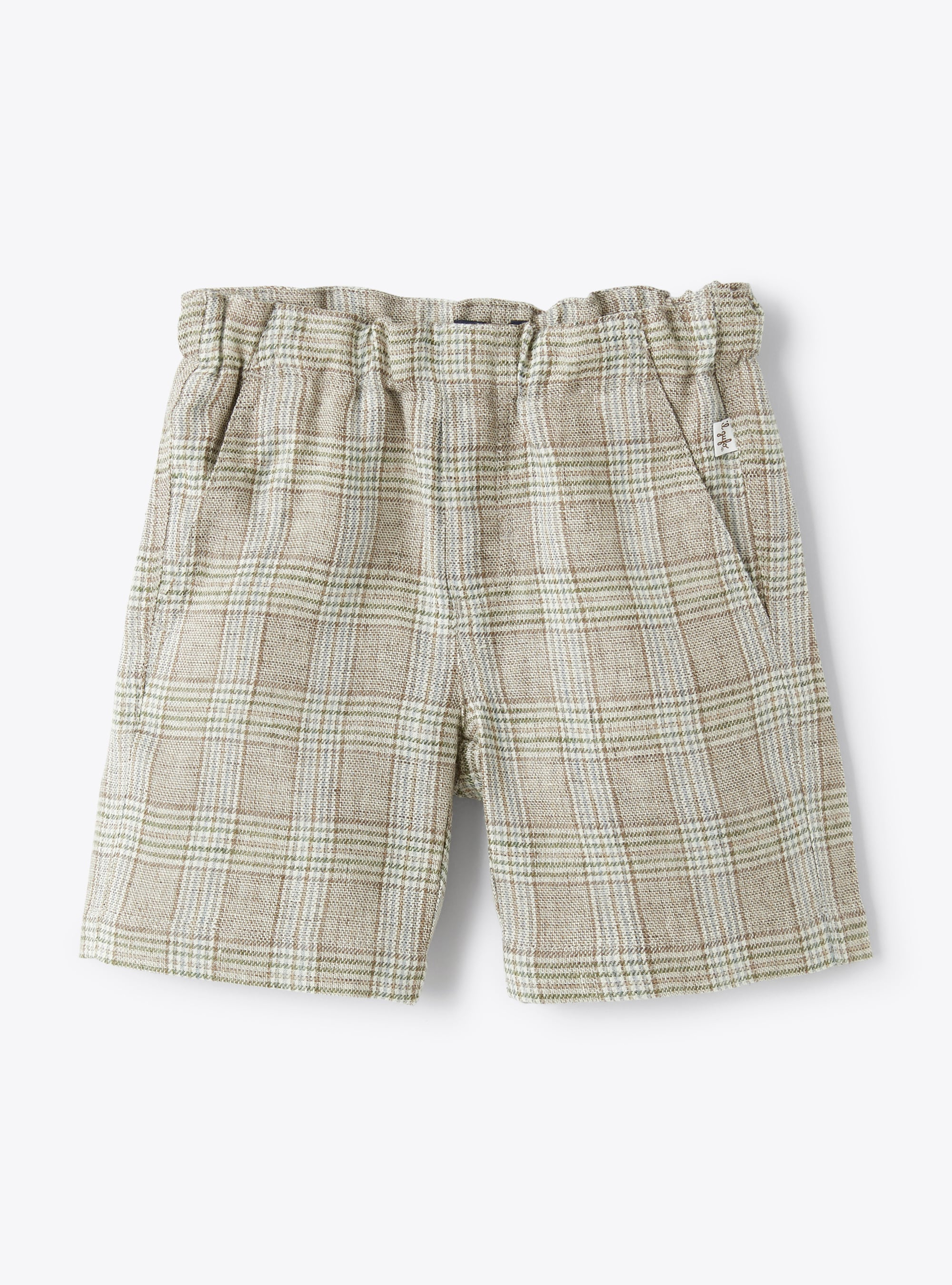 Bermuda en lin chiné imprimé Prince de Galles - Pantalons - Il Gufo