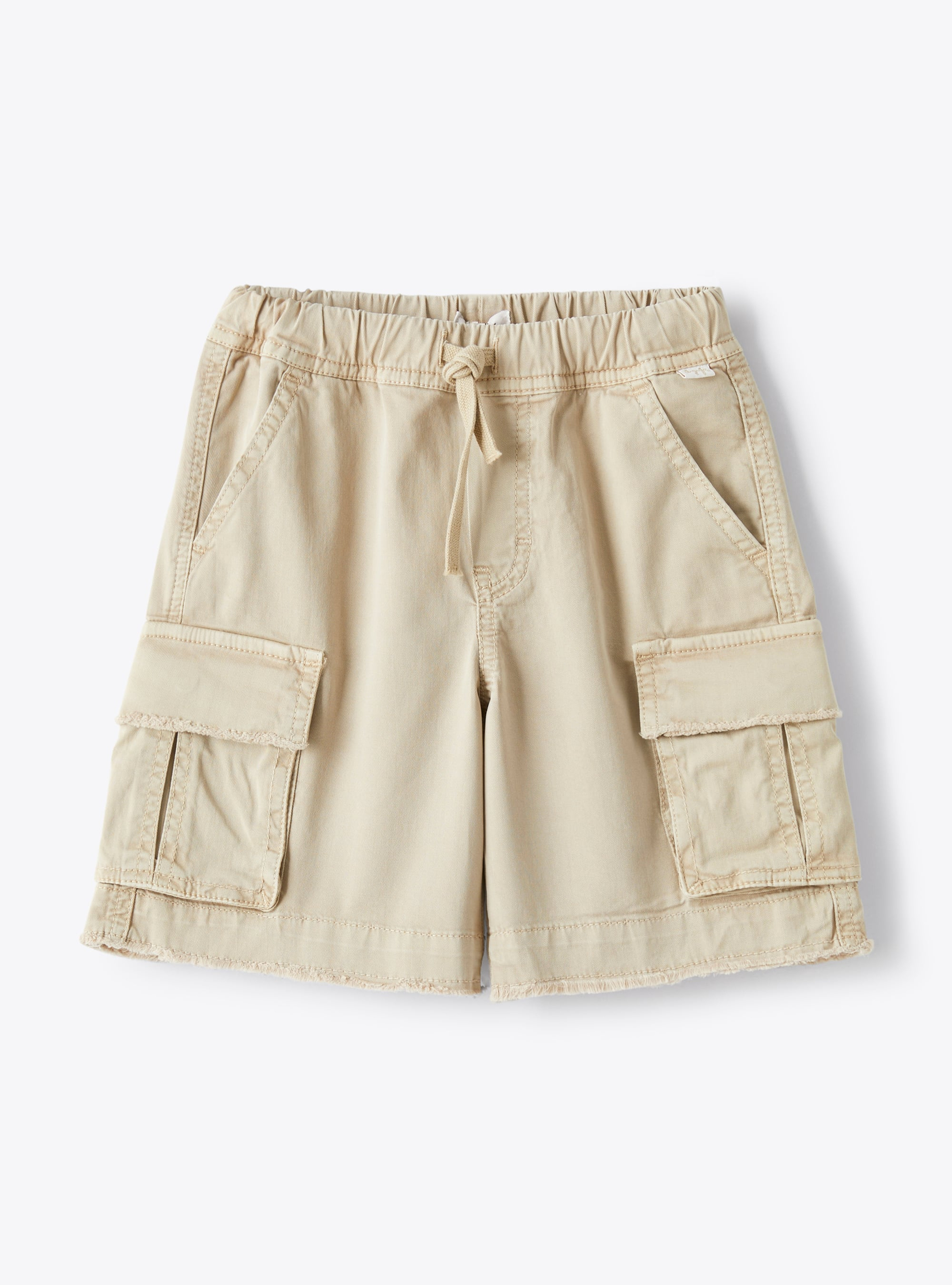 Bermuda cargo in gabardina stretch color avena - Pantaloni - Il Gufo