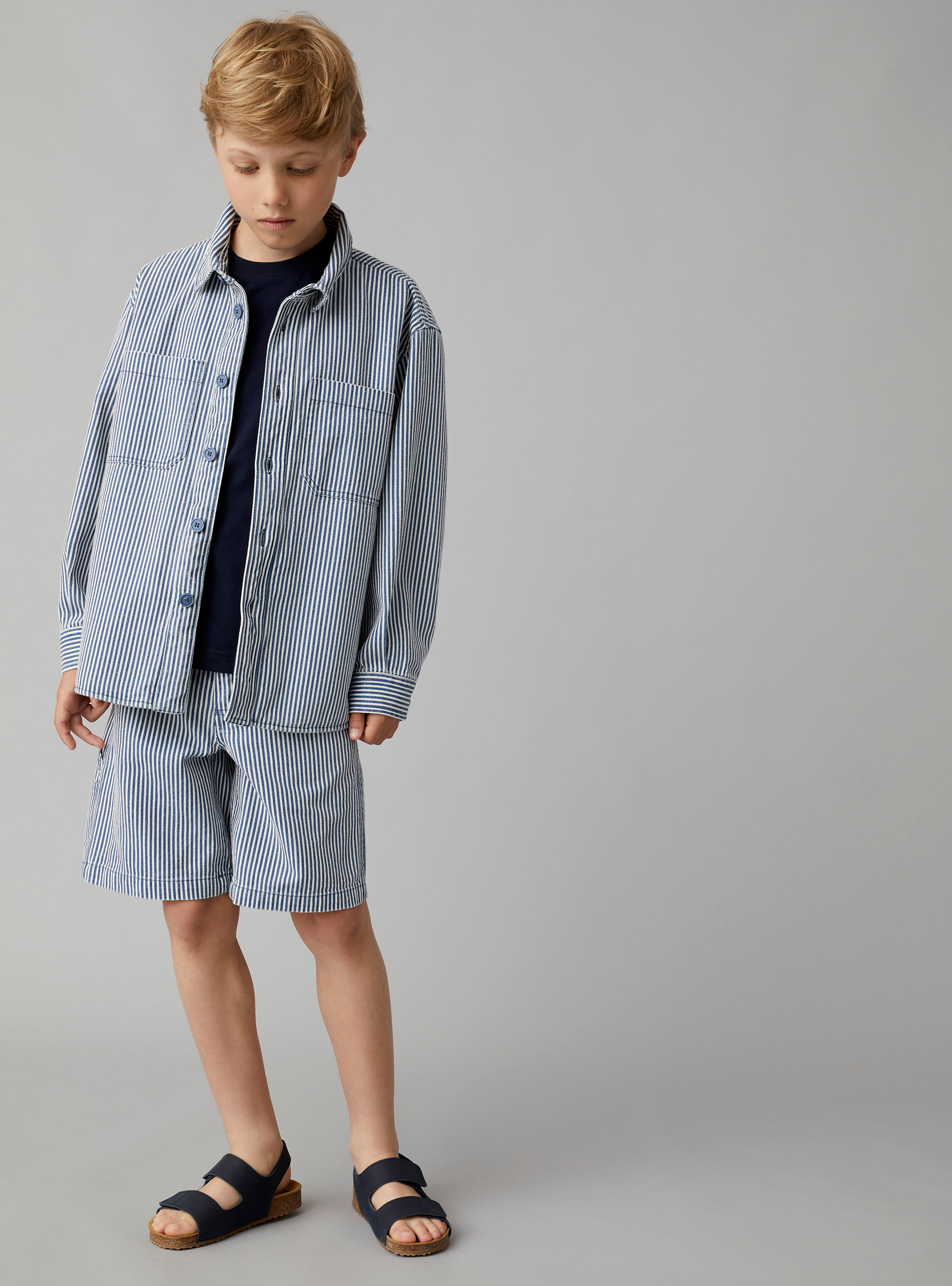 Bermudashorts mit Streifendruck - Blau | Il Gufo
