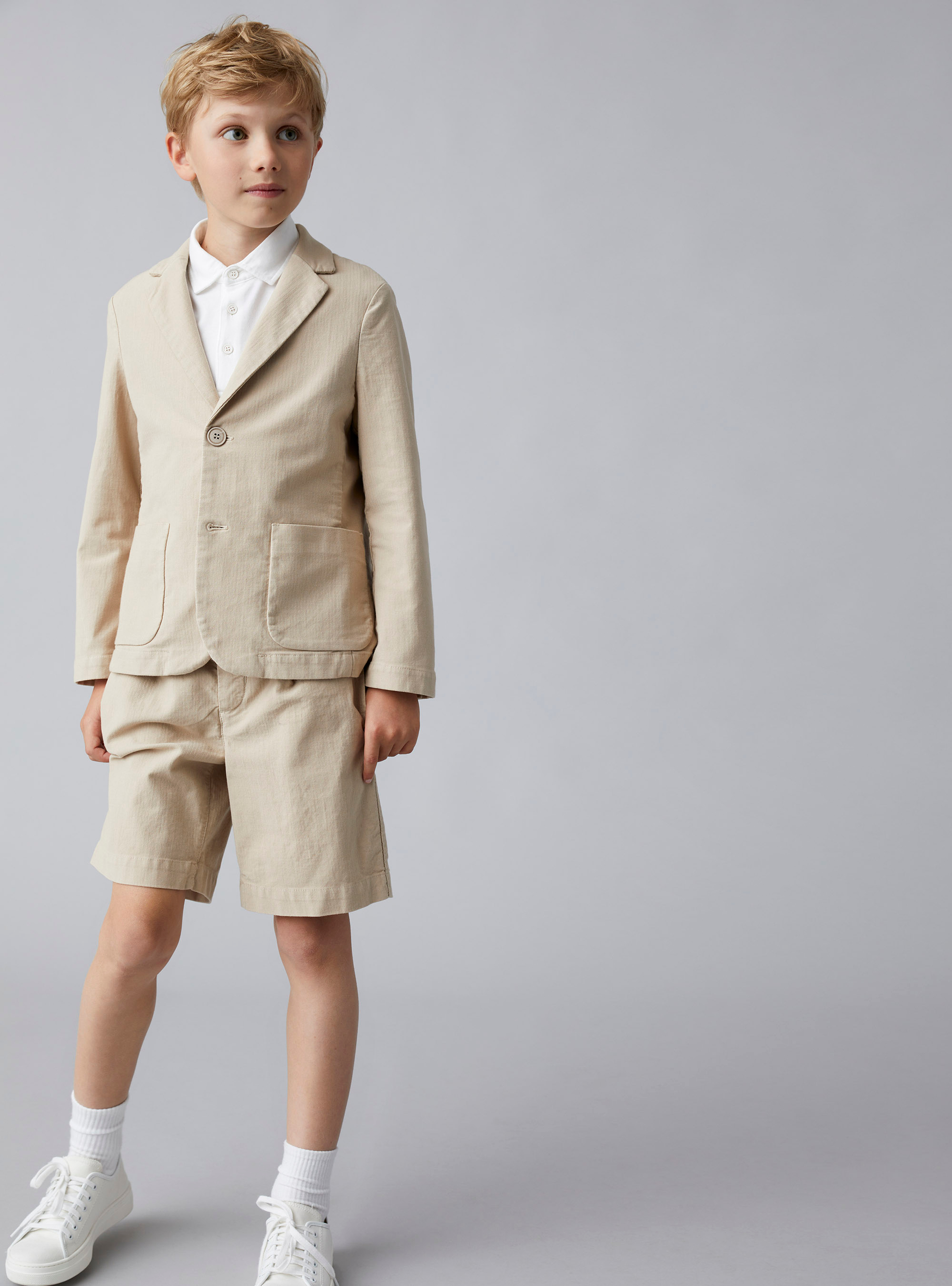 Bermuda in cotone stretch spigato - Marrone | Il Gufo