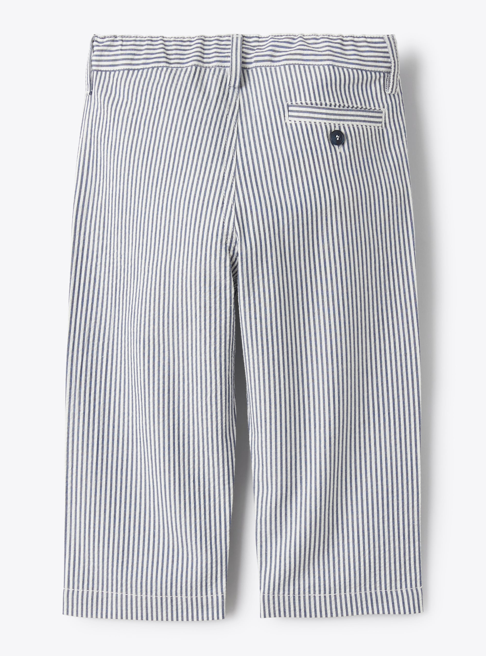 Trousers for baby boys in blue-&-white striped seersucker - Blue | Il Gufo