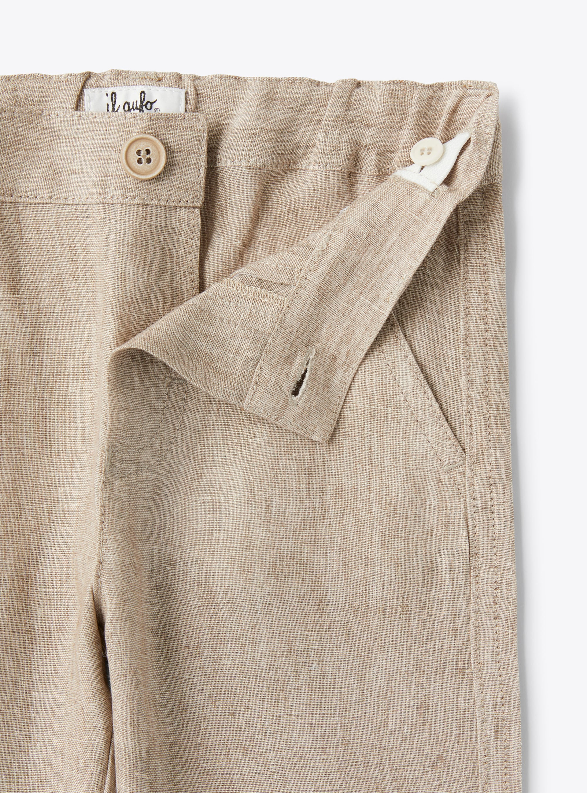 Trousers for baby boys in beige linen - Brown | Il Gufo