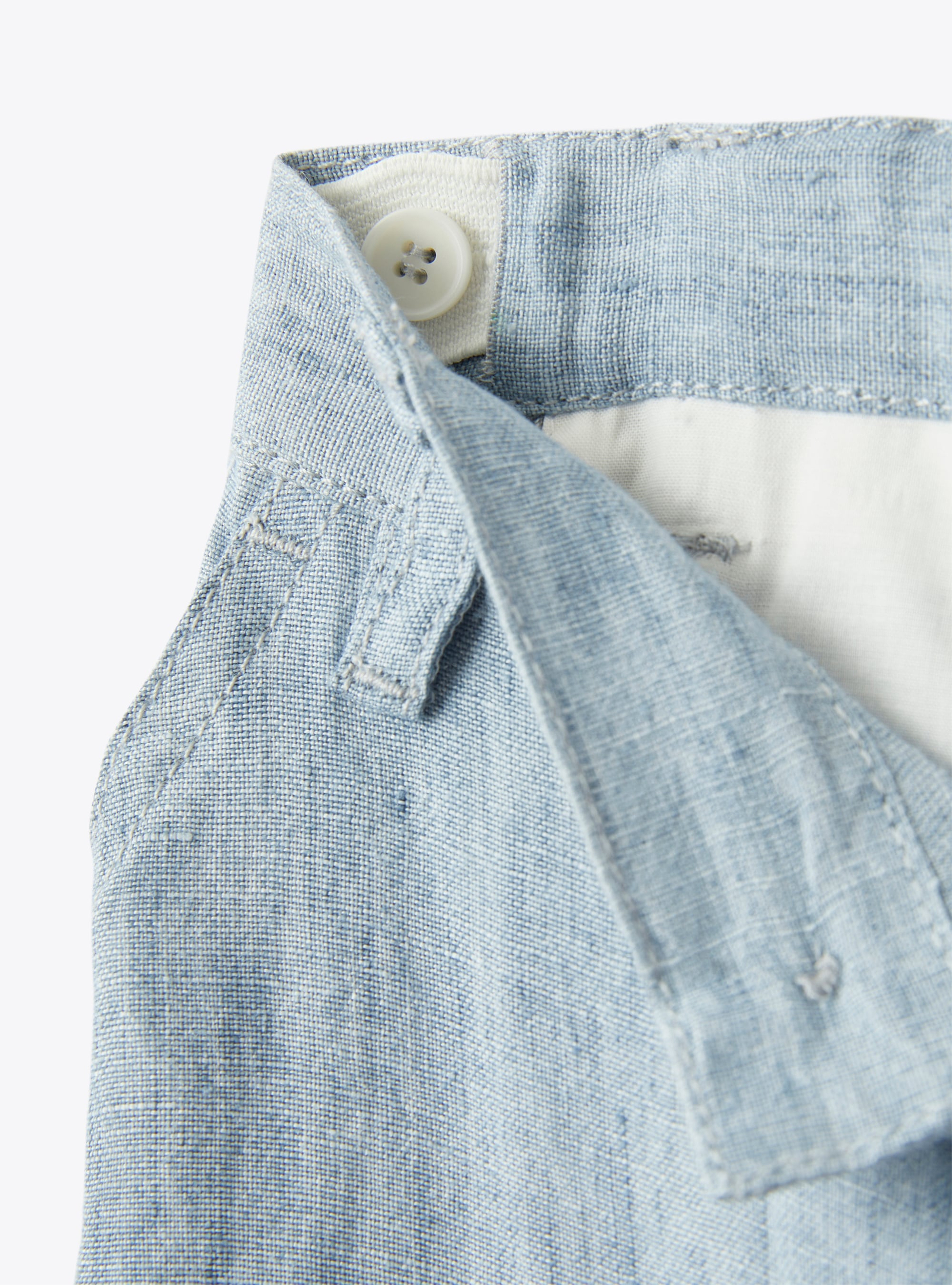 Trousers for baby boys in sky-blue linen - Light blue | Il Gufo