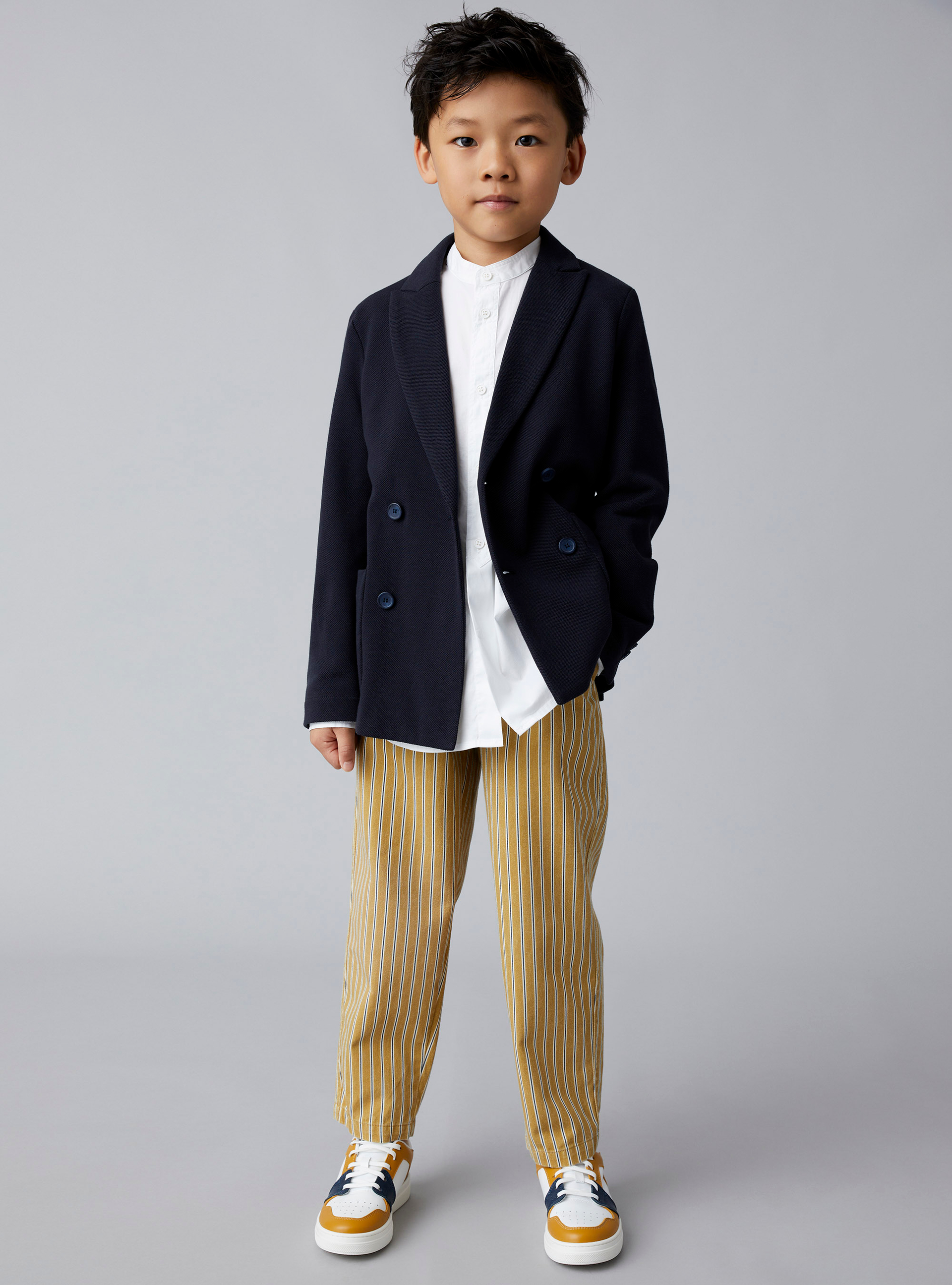Long trousers in striped canvas - Brown | Il Gufo
