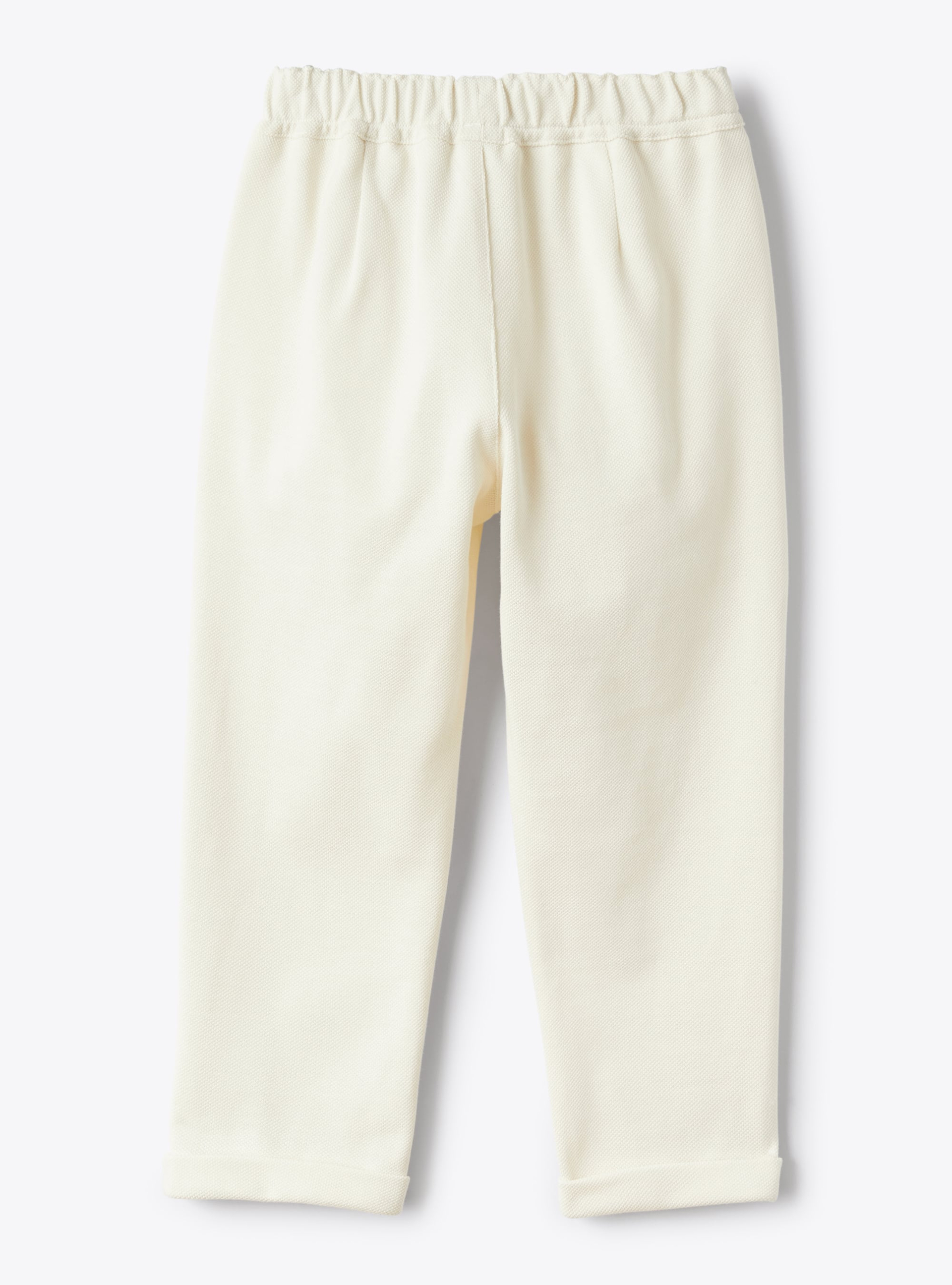 Long trousers in shell-hued piqué - White | Il Gufo