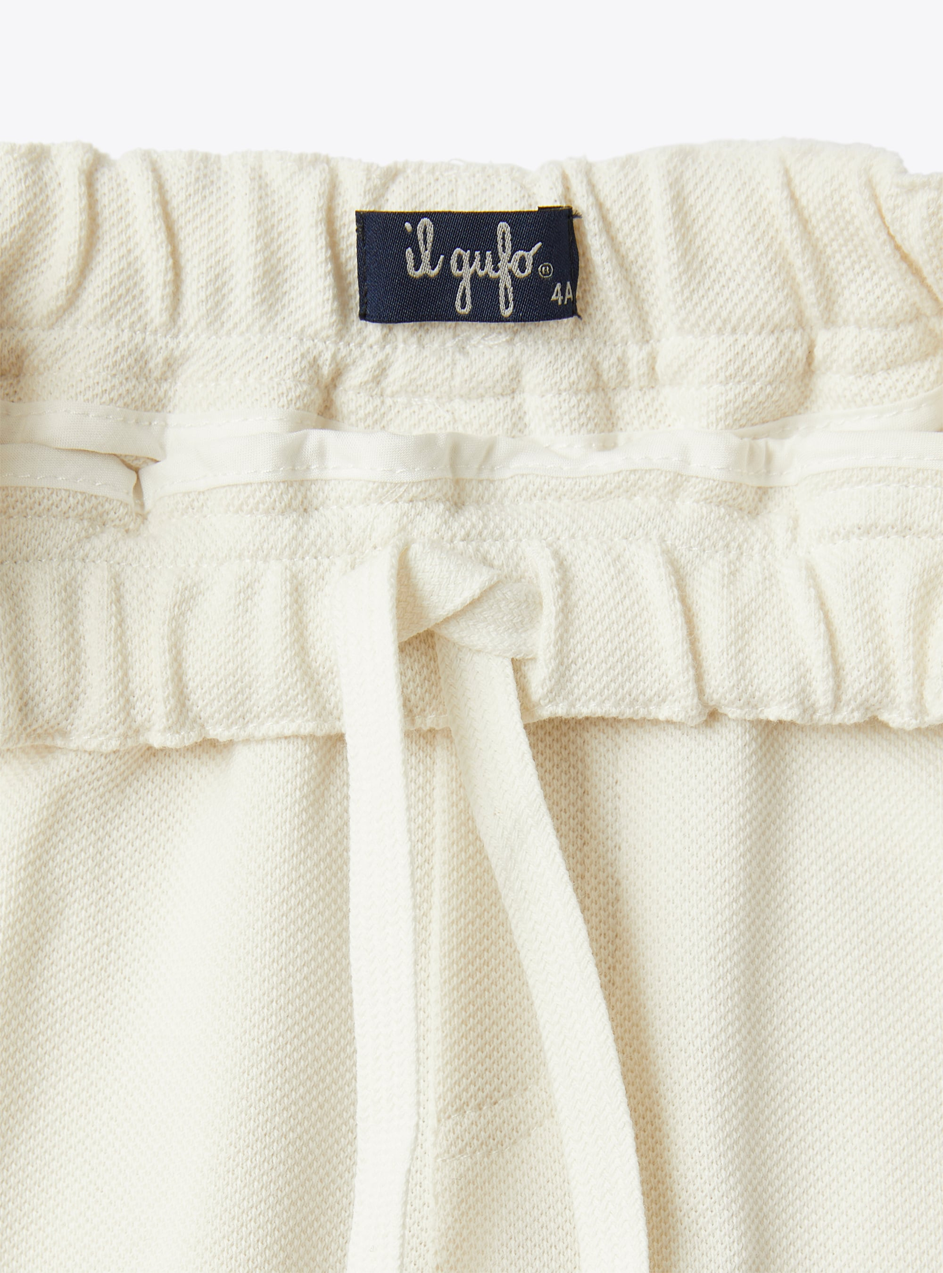 Long trousers in shell-hued piqué - White | Il Gufo