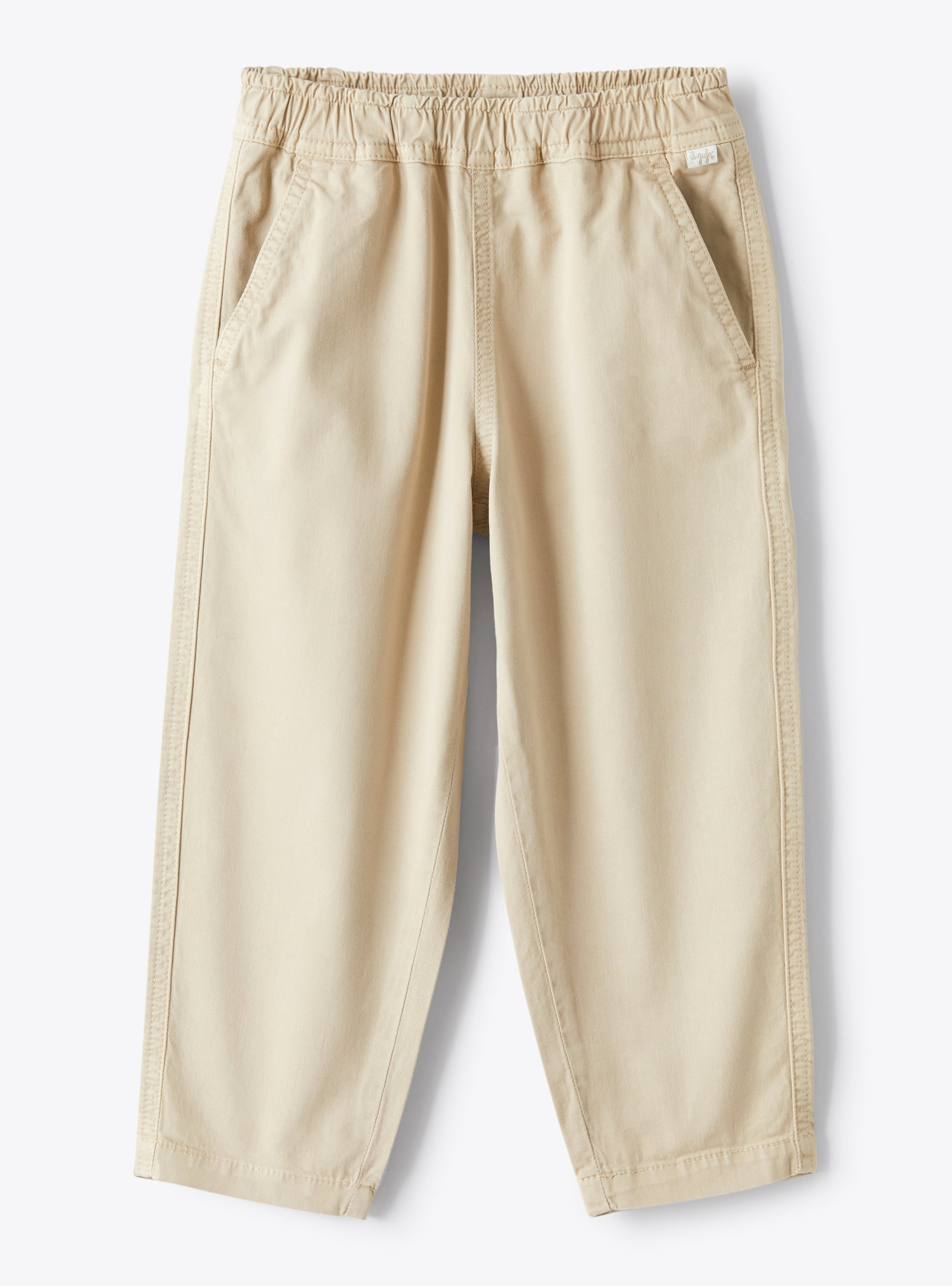 Long trousers in oatmeal-hued garment-dyed gabardine - Trousers - Il Gufo