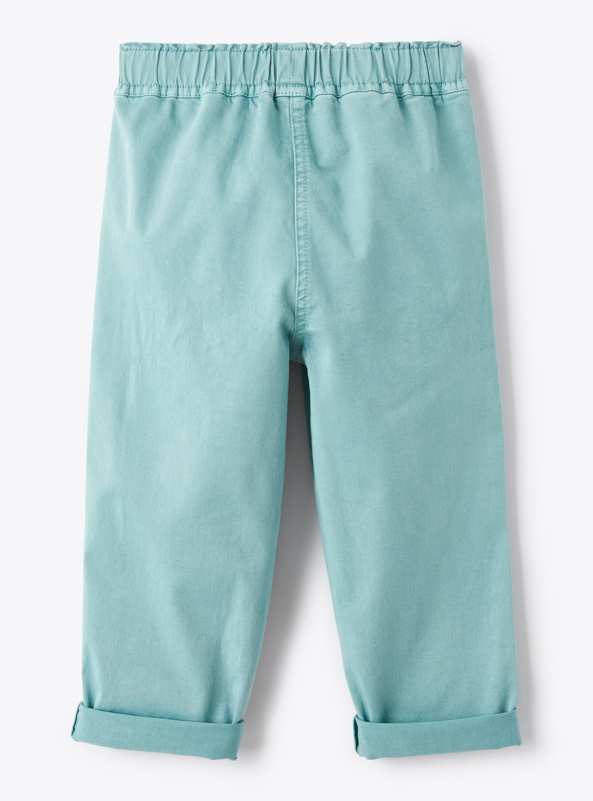 Long trousers in eucalyptus-green garment-dyed gabardine - White | Il Gufo