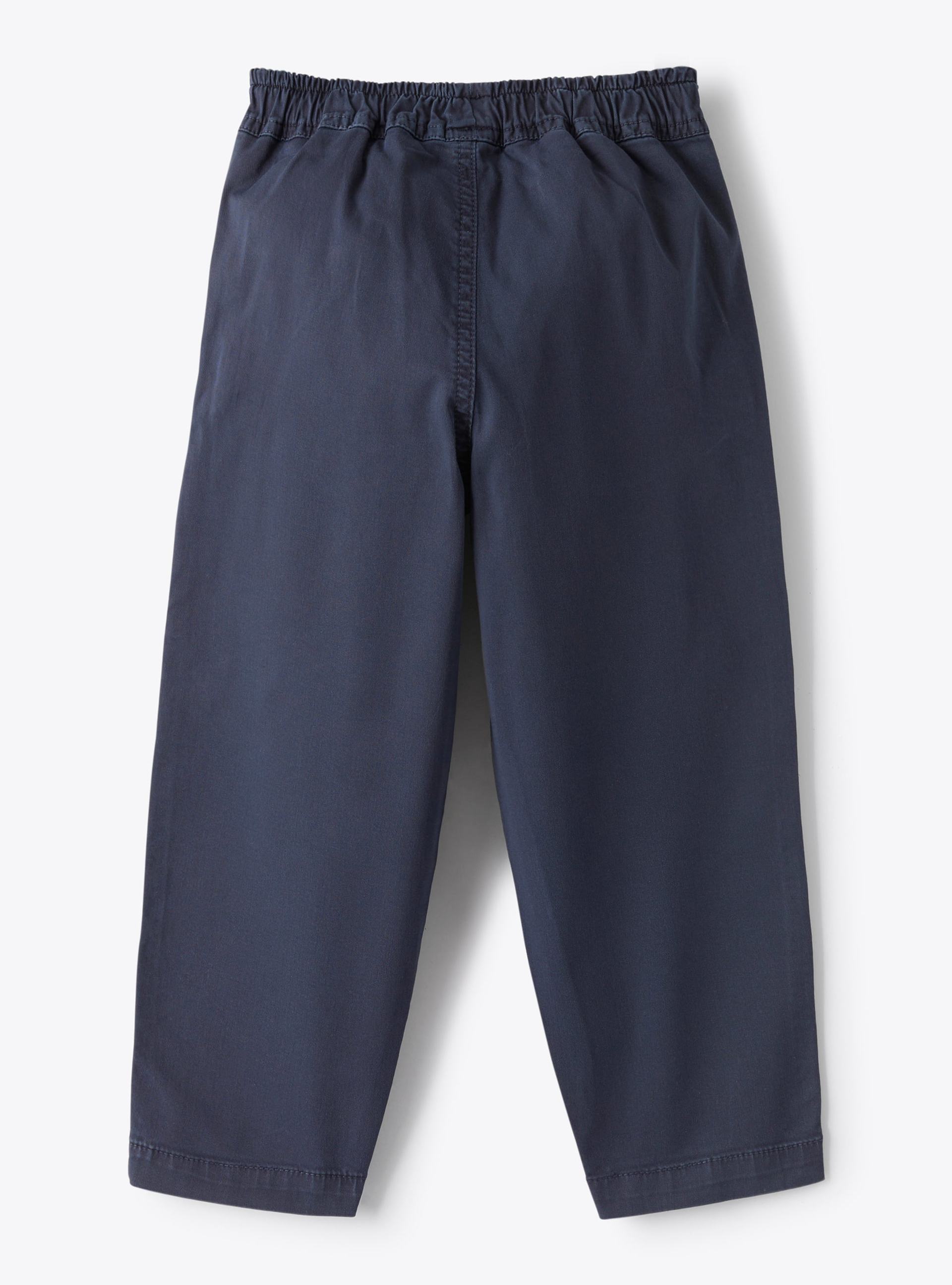 Long trousers in navy-blue garment-dyed gabardine - Blue | Il Gufo