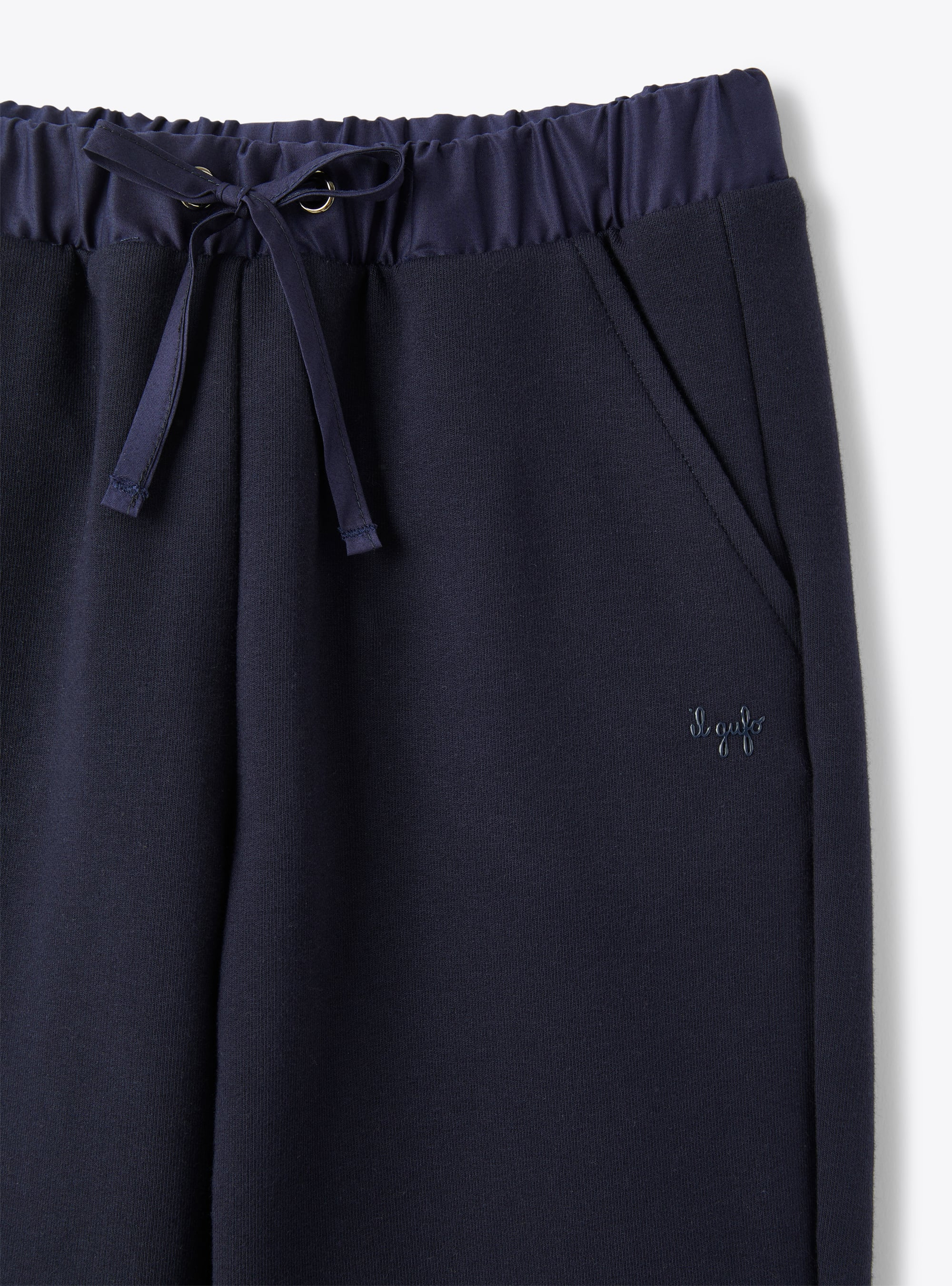 Jogging pants in blue stretch fleece - Blue | Il Gufo