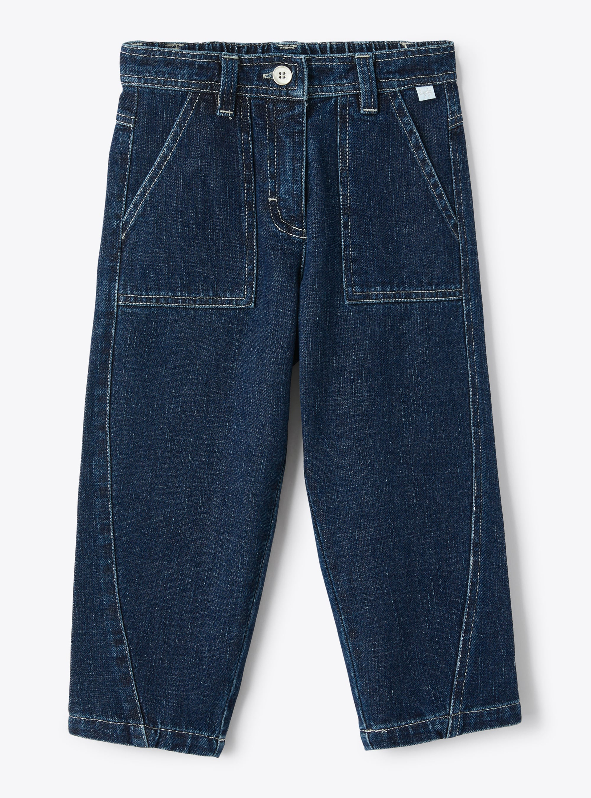 Trousers for girls in blue denim - Blue | Il Gufo