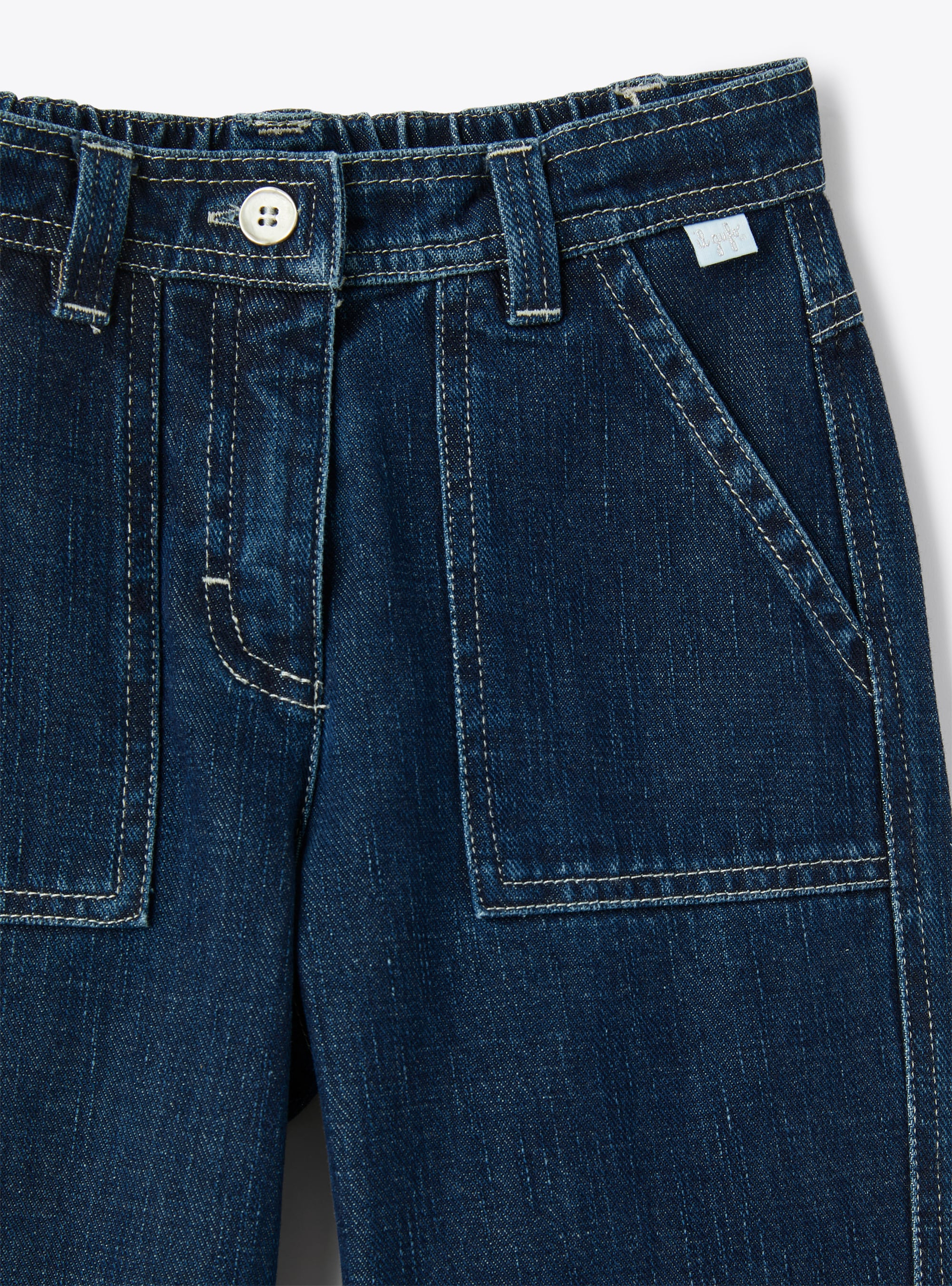 Trousers for girls in blue denim - Blue | Il Gufo