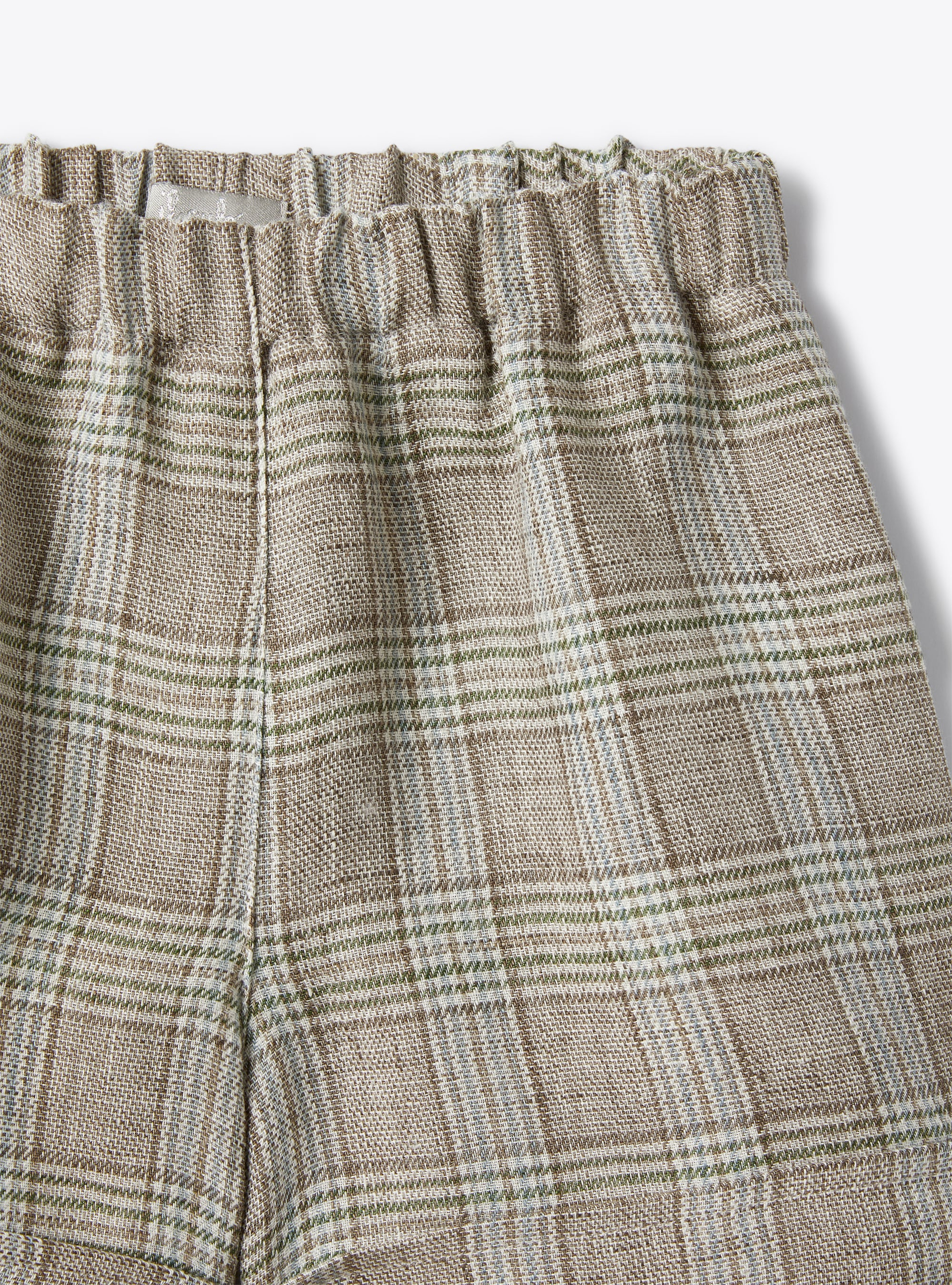 Shorts in Glen-checked linen - Brown | Il Gufo