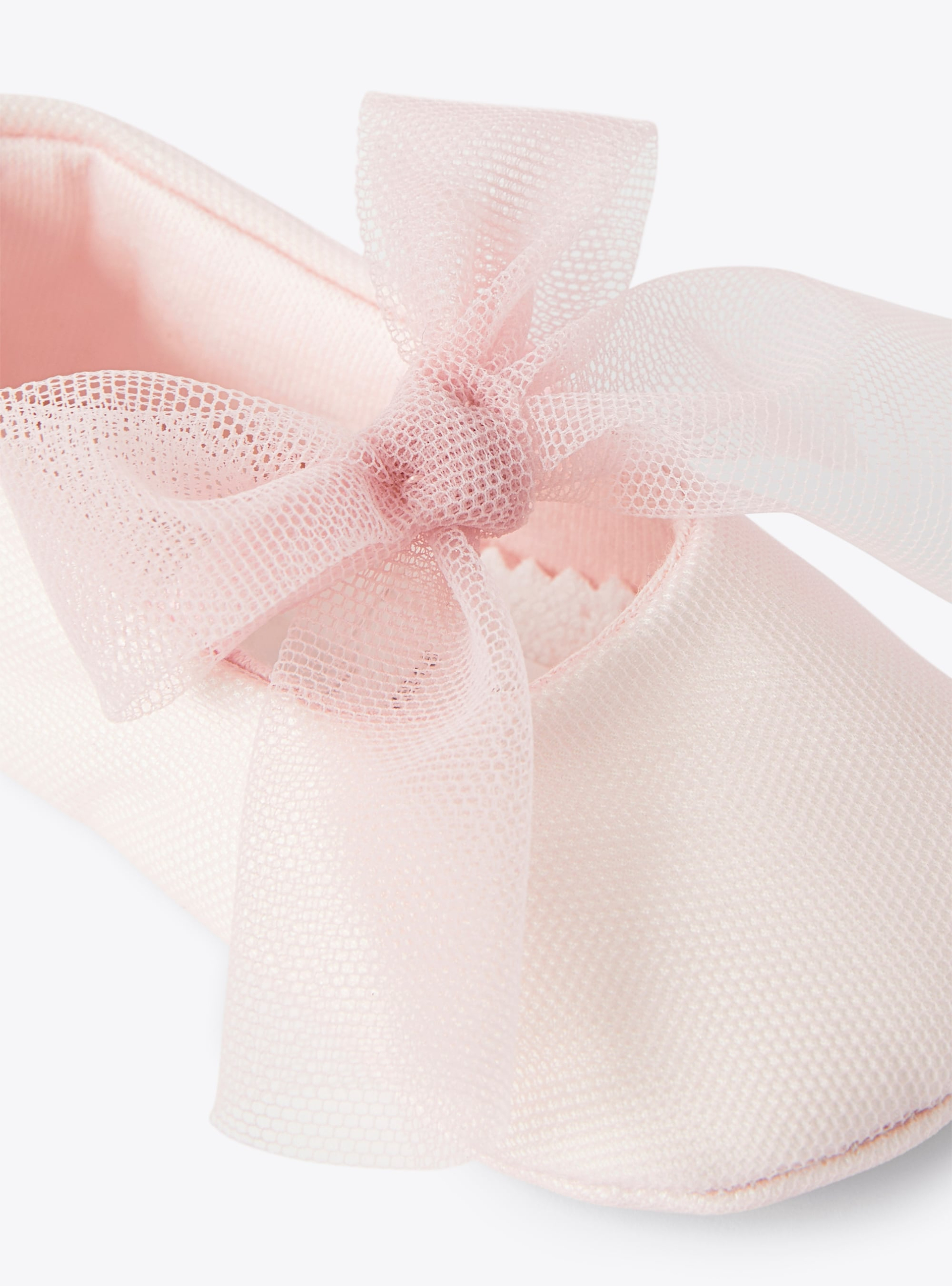 Shoe for baby girls with a pink tulle bow embellishment - Pink | Il Gufo