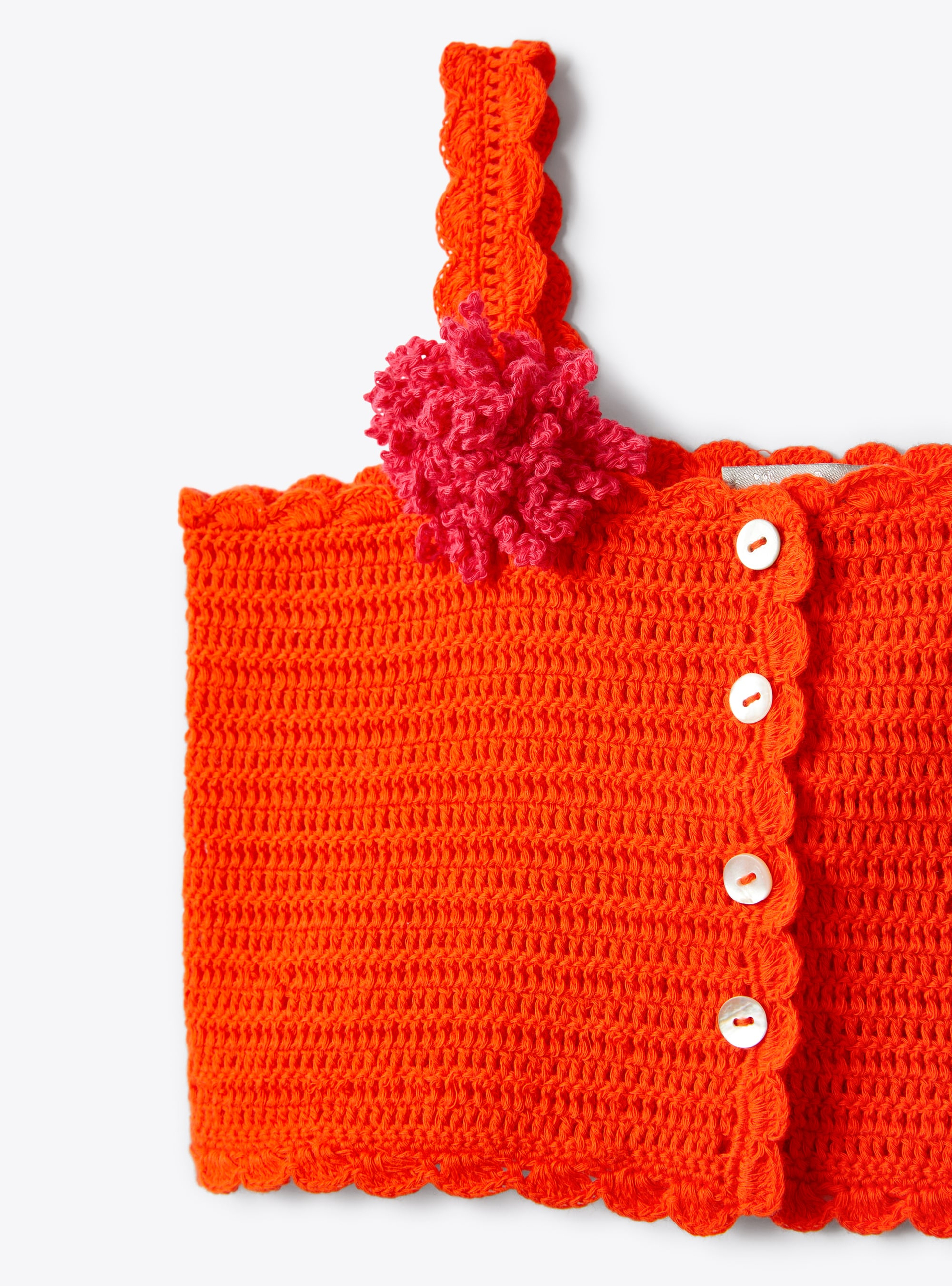 Crocheted top in orange organic cotton - Orange | Il Gufo