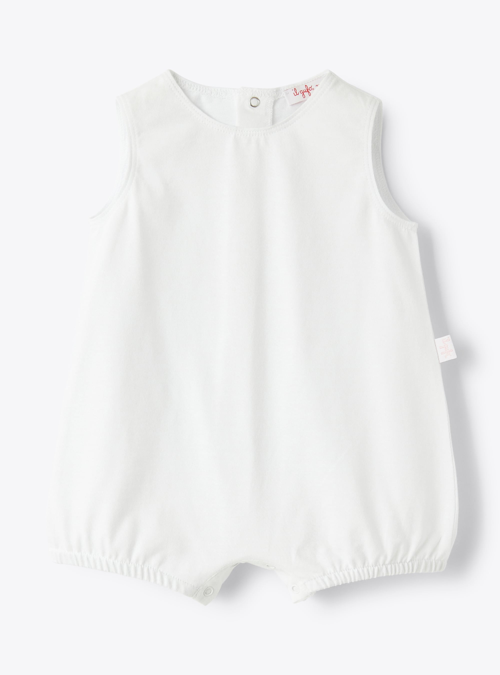 Short babysuit with Madras-checked linen detail - Violet | Il Gufo
