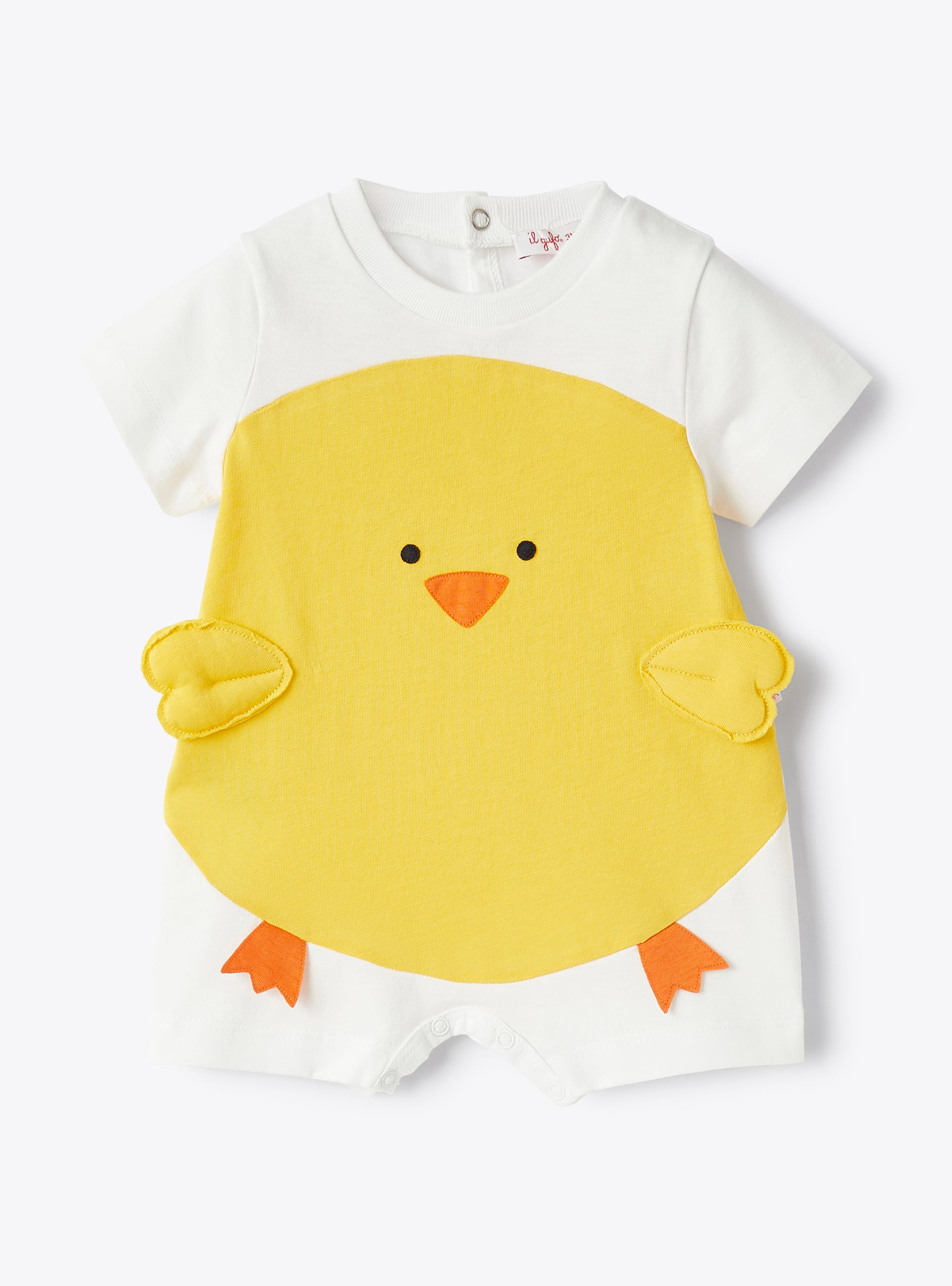 Short jersey babysuit with a pretty appliqué chick - Babygrows - Il Gufo