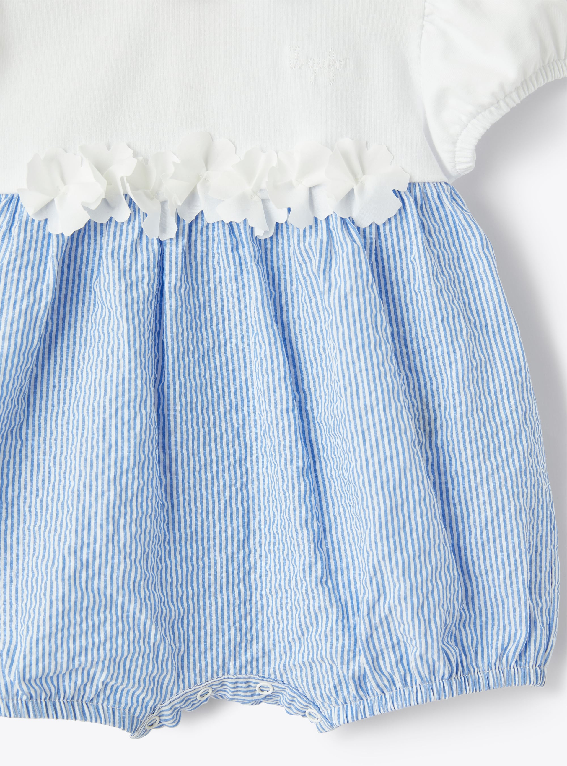 Grenouillère courte bi-matière avec application petites fleurs - Marrone | Il Gufo