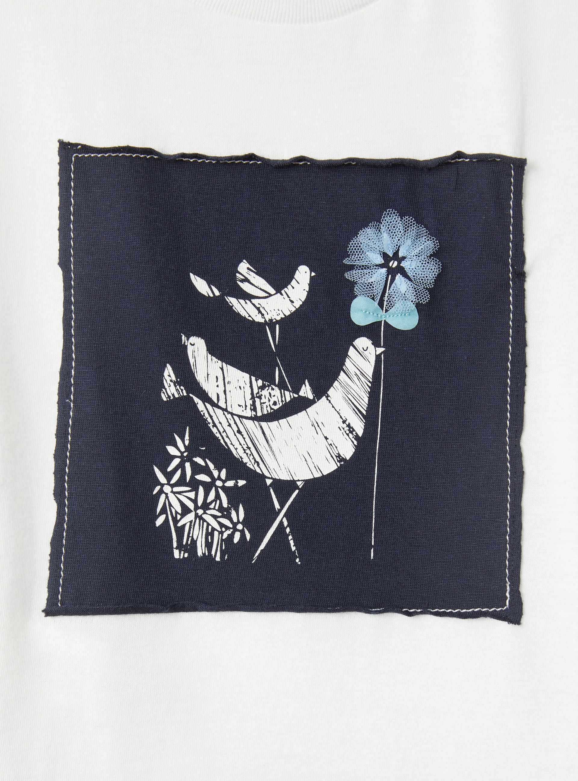 T-shirt for girls with a patch detail on the front - Blue | Il Gufo
