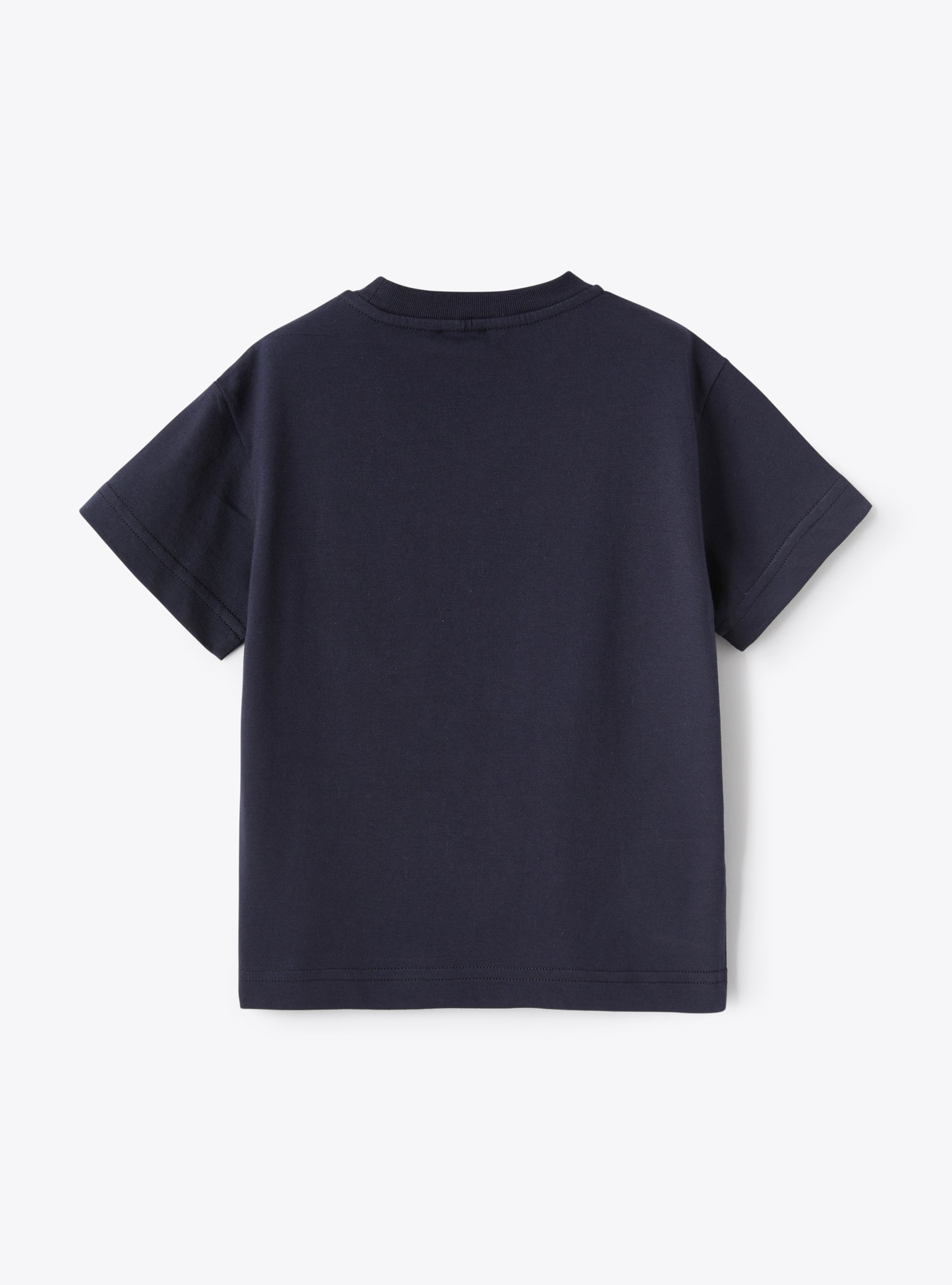 T-shirt blu con ricamo bassotto bianco latte - Blu | Il Gufo