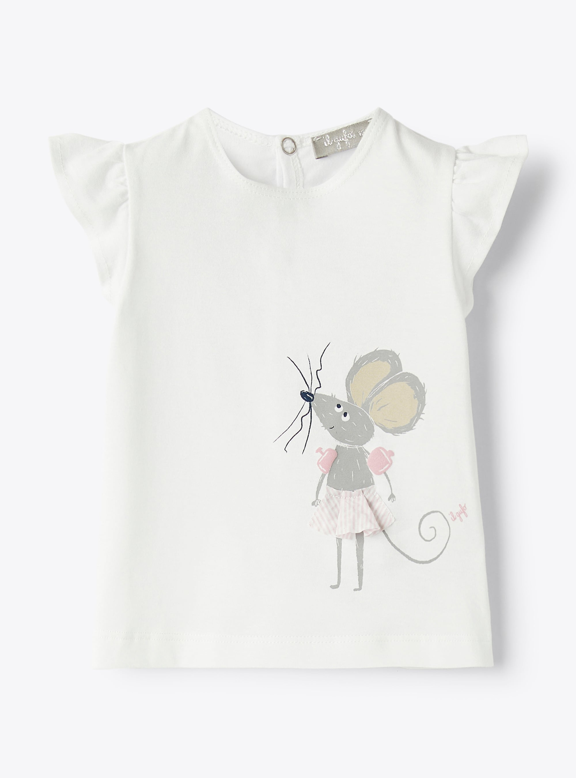 T-shirt for baby girls with mouse print - T-shirts - Il Gufo