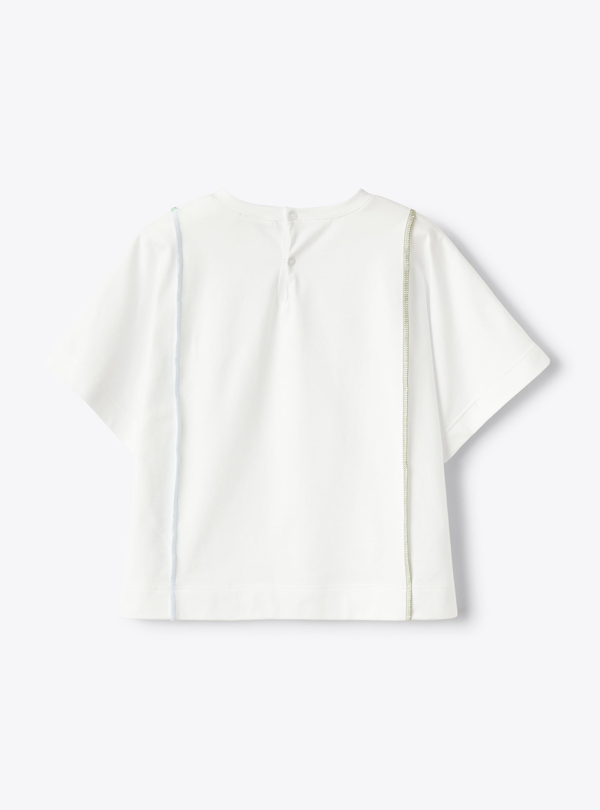 White T-shirt with contrasting topstitched details - Beige | Il Gufo