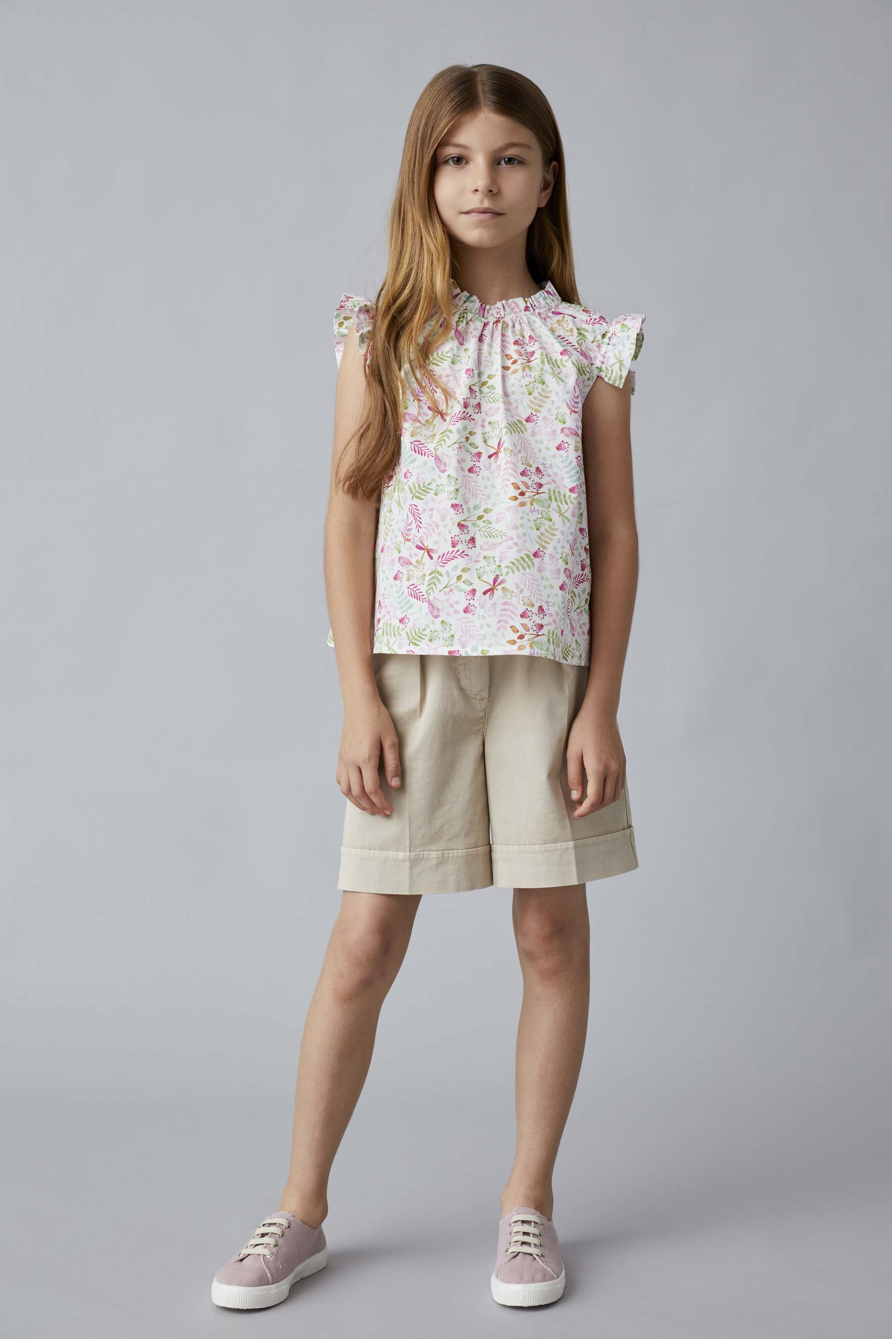 Top in an exclusive floral-print pattern - Pink | Il Gufo