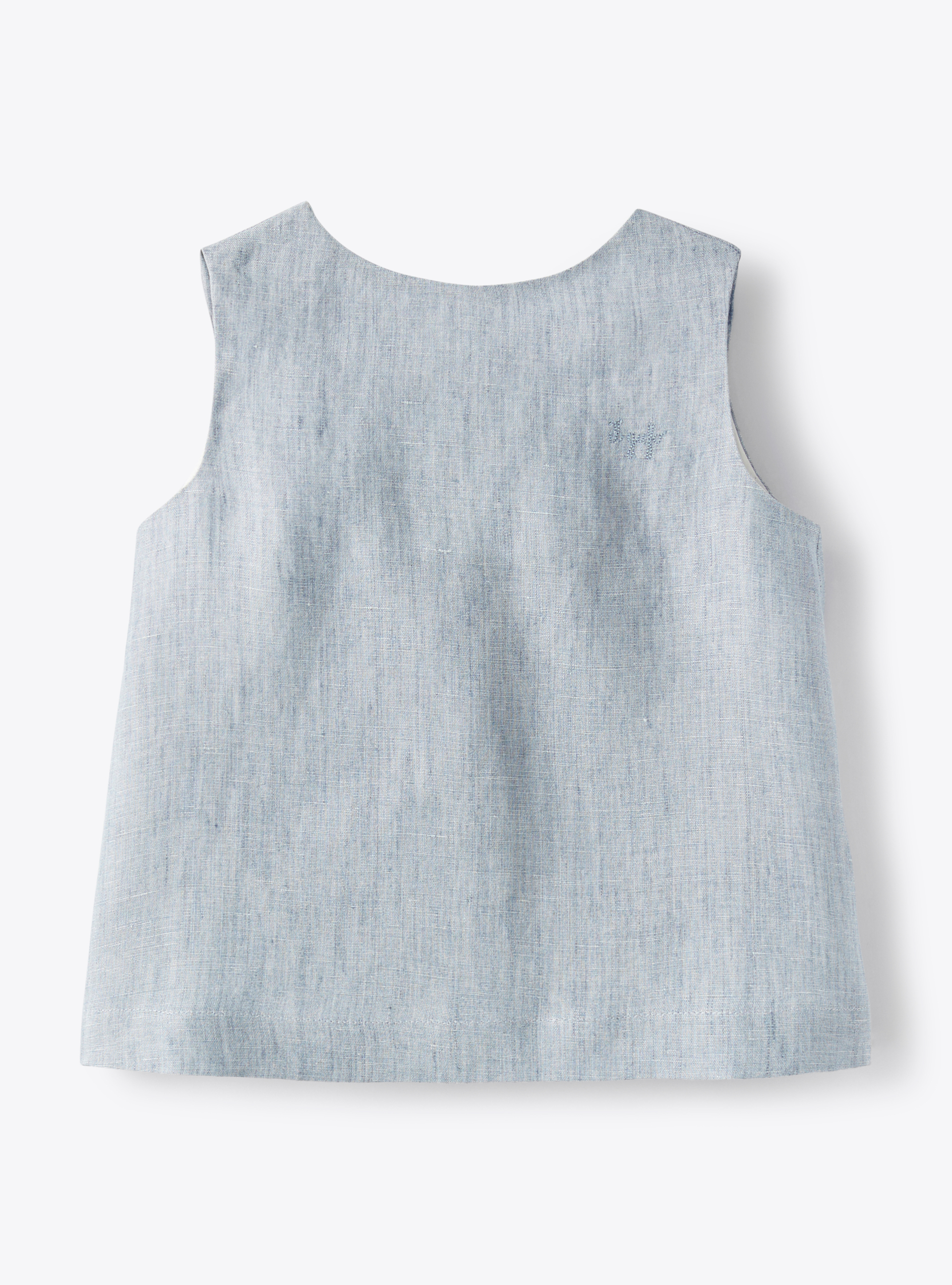 Top in sky-blue mélange linen - T-shirts - Il Gufo