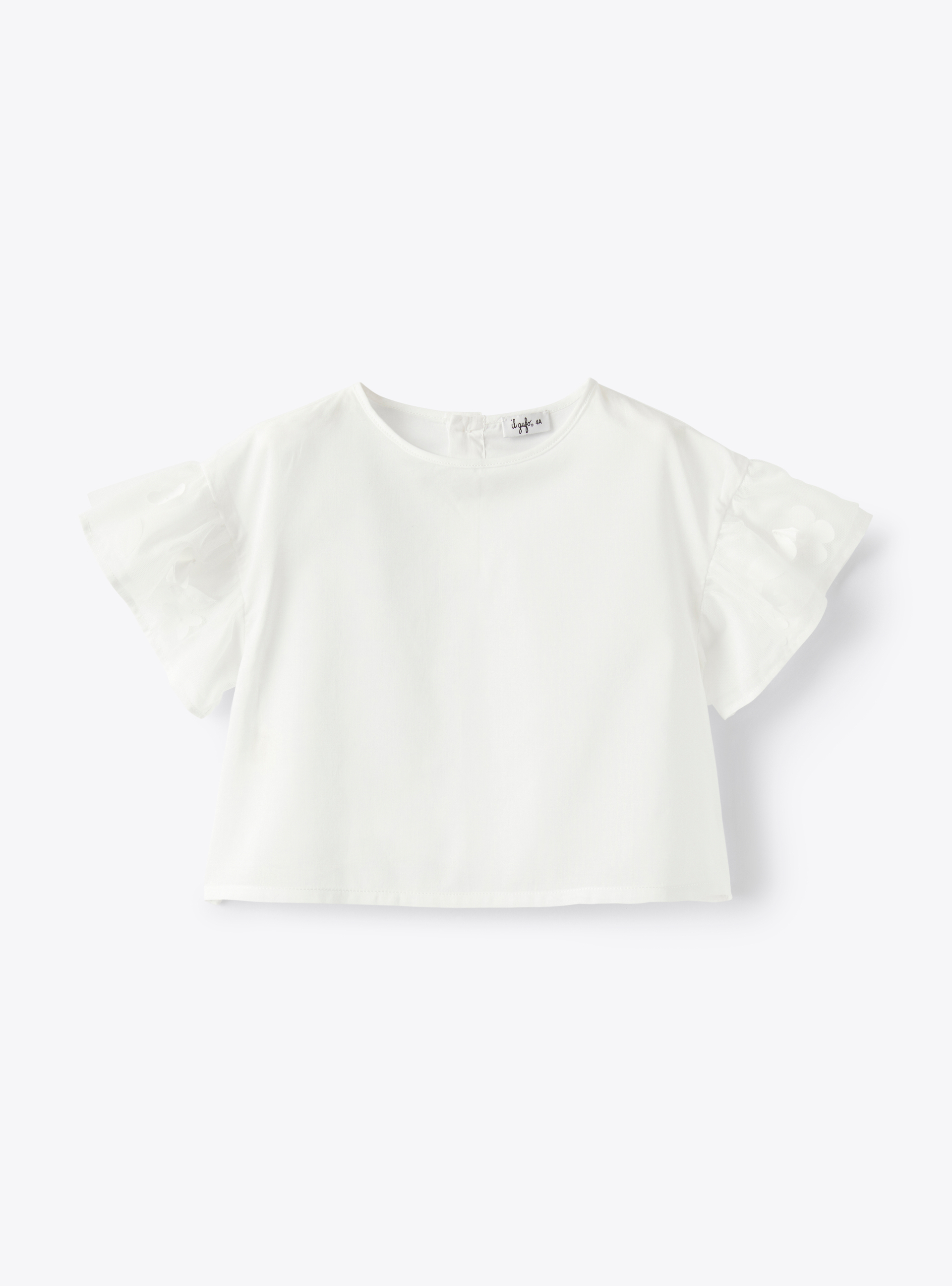 White top with embroidered sleeves  - T-shirts - Il Gufo