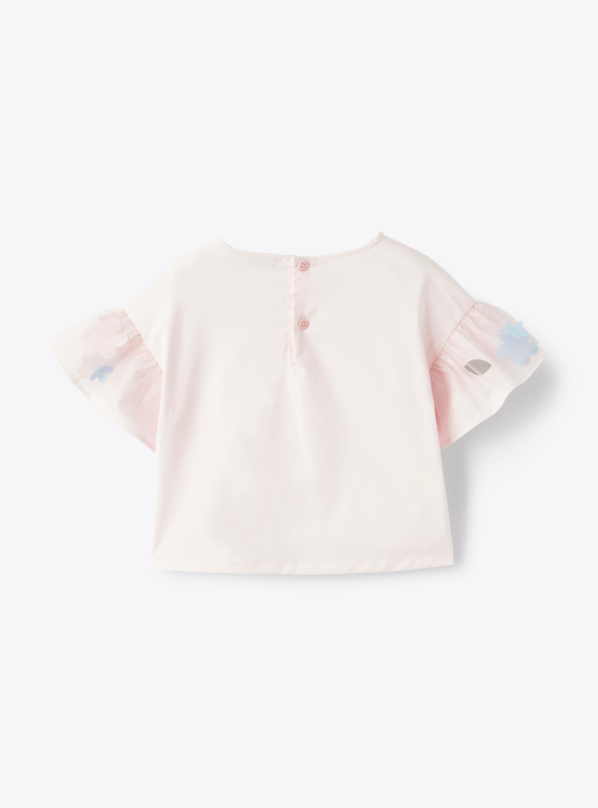 Pearl-pink top with embroidered sleeves  - Pink | Il Gufo